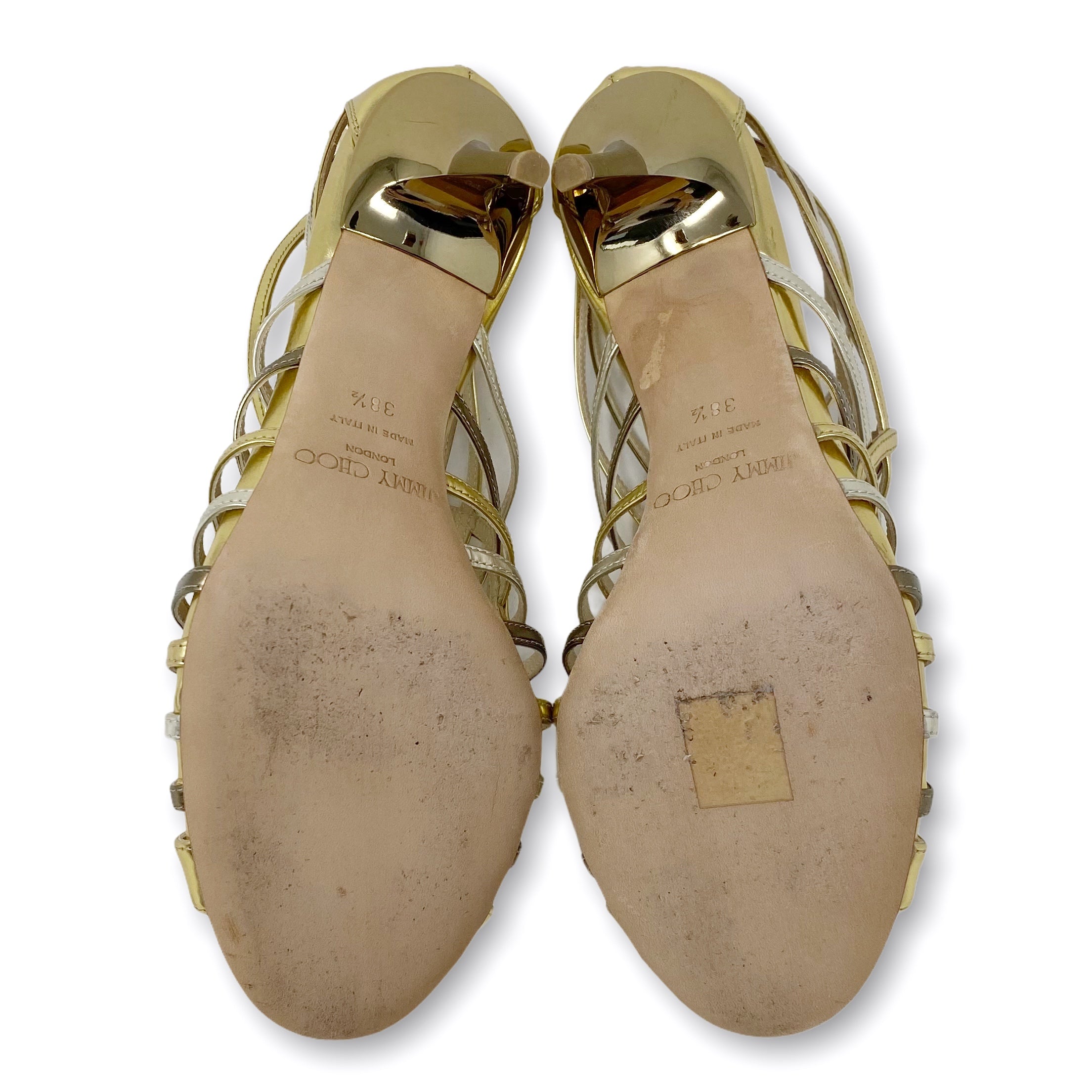 Jimmy Choo Metallic Gold Sandals 38.5