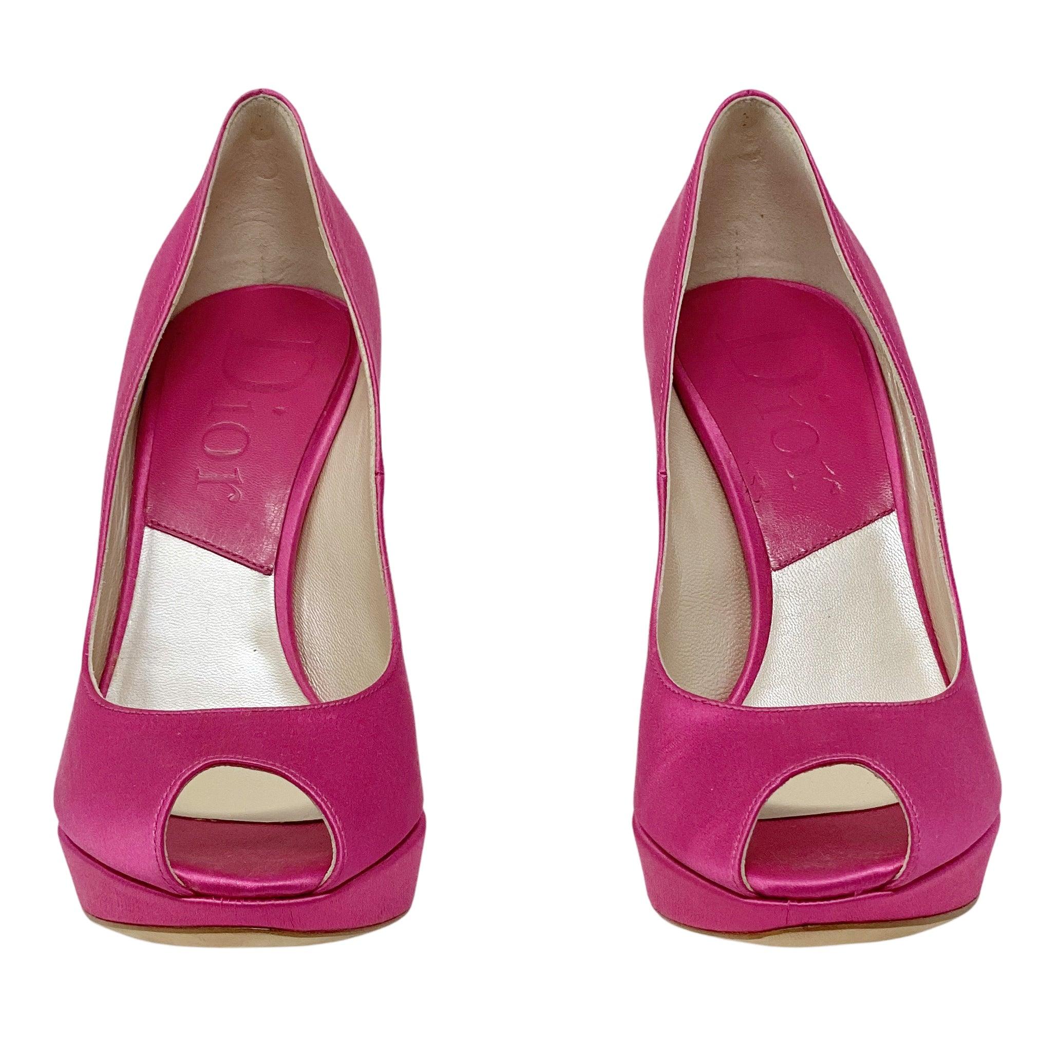 Dior Pink Miss Dior Peep Toe Pumps 35.5