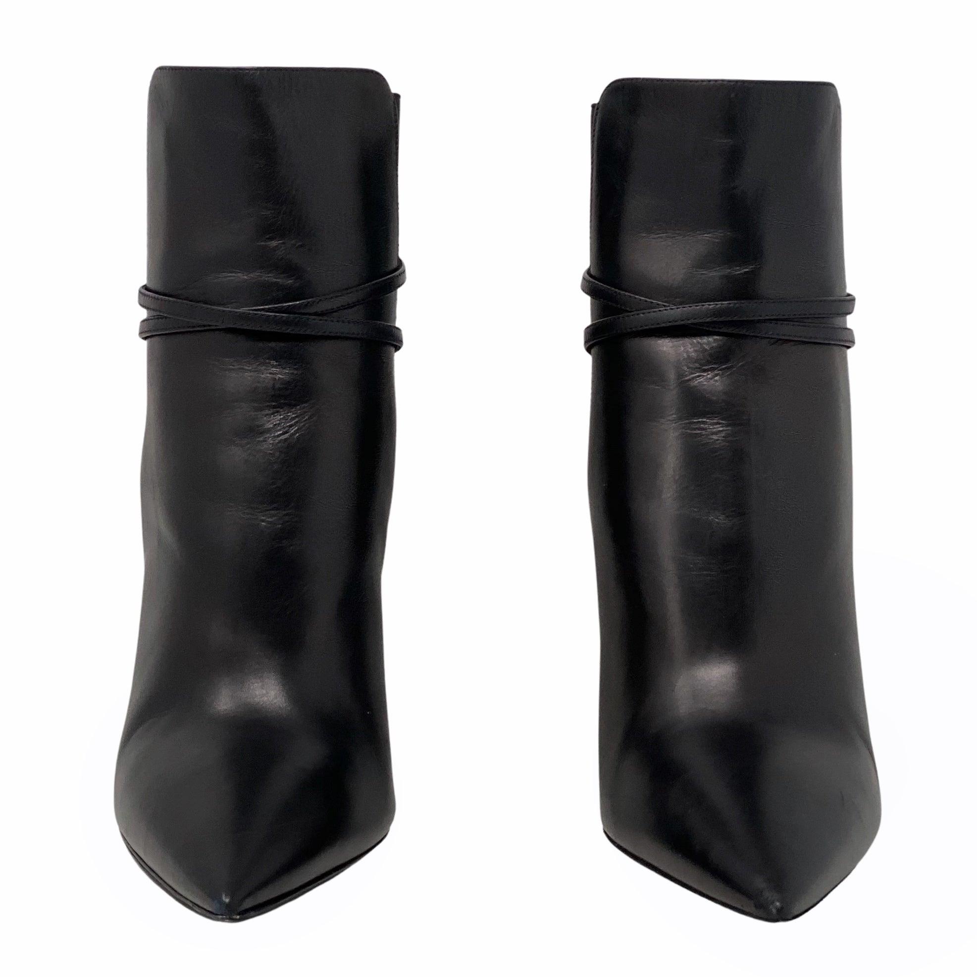 Prada Black Calfskin Ankle Strap Boots 40