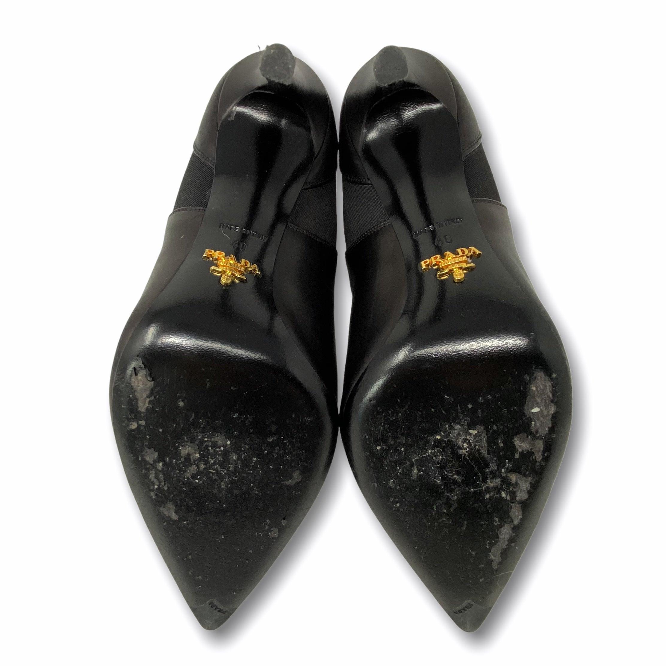 Prada Black Calfskin Ankle Strap Boots 40