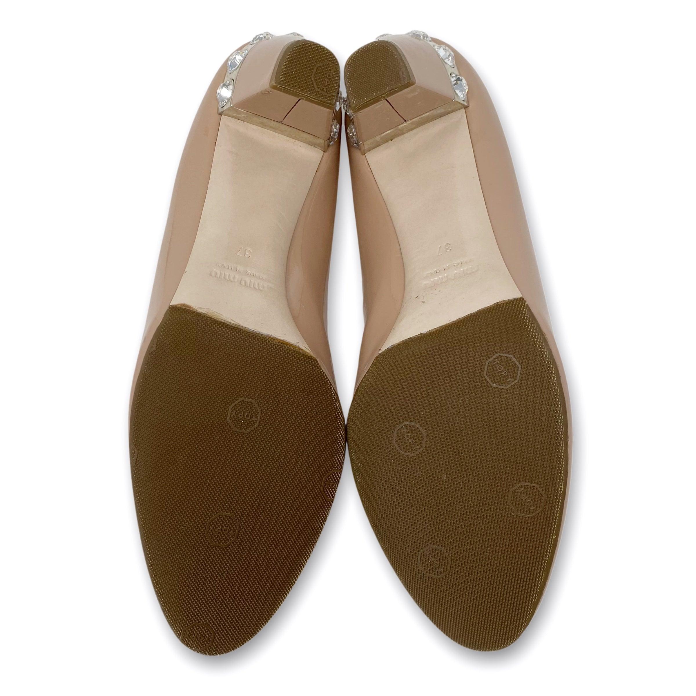 Miu Miu Nude Patent Jewelled Pumps 37
