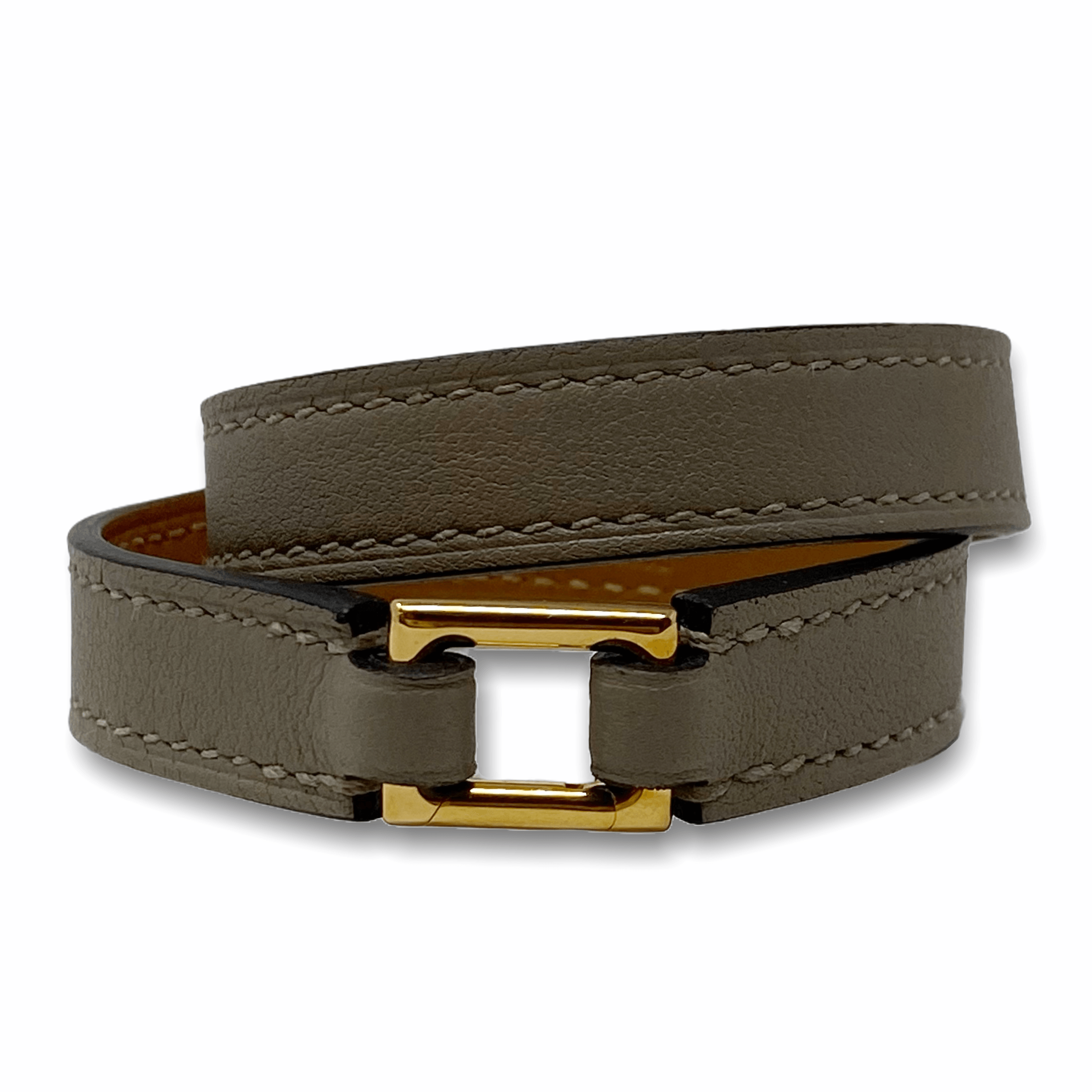 Hermes Gris Asphalt Box Rivale Double Tour Bracelet XS