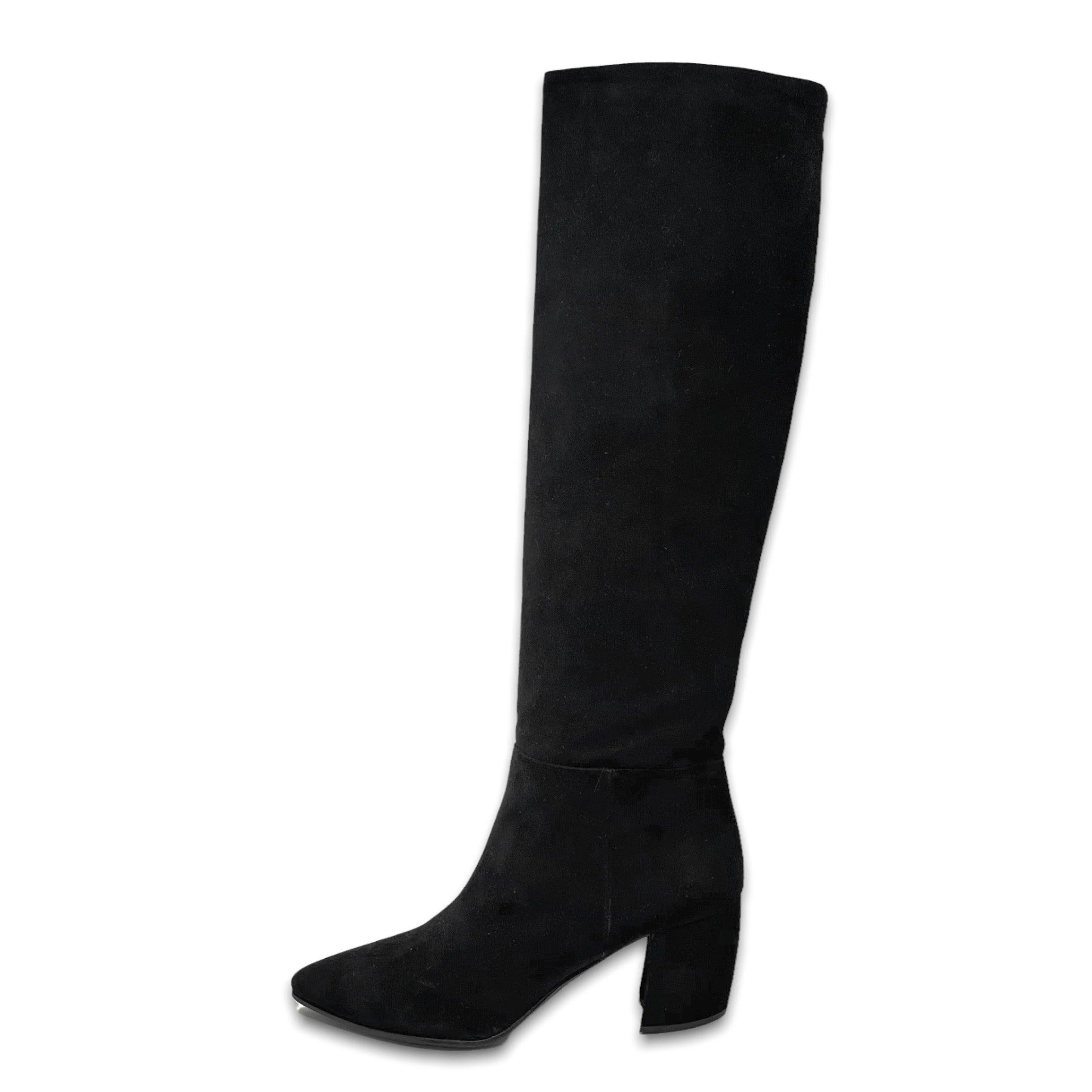 Prada Black Suede Knee High Boots 38.5