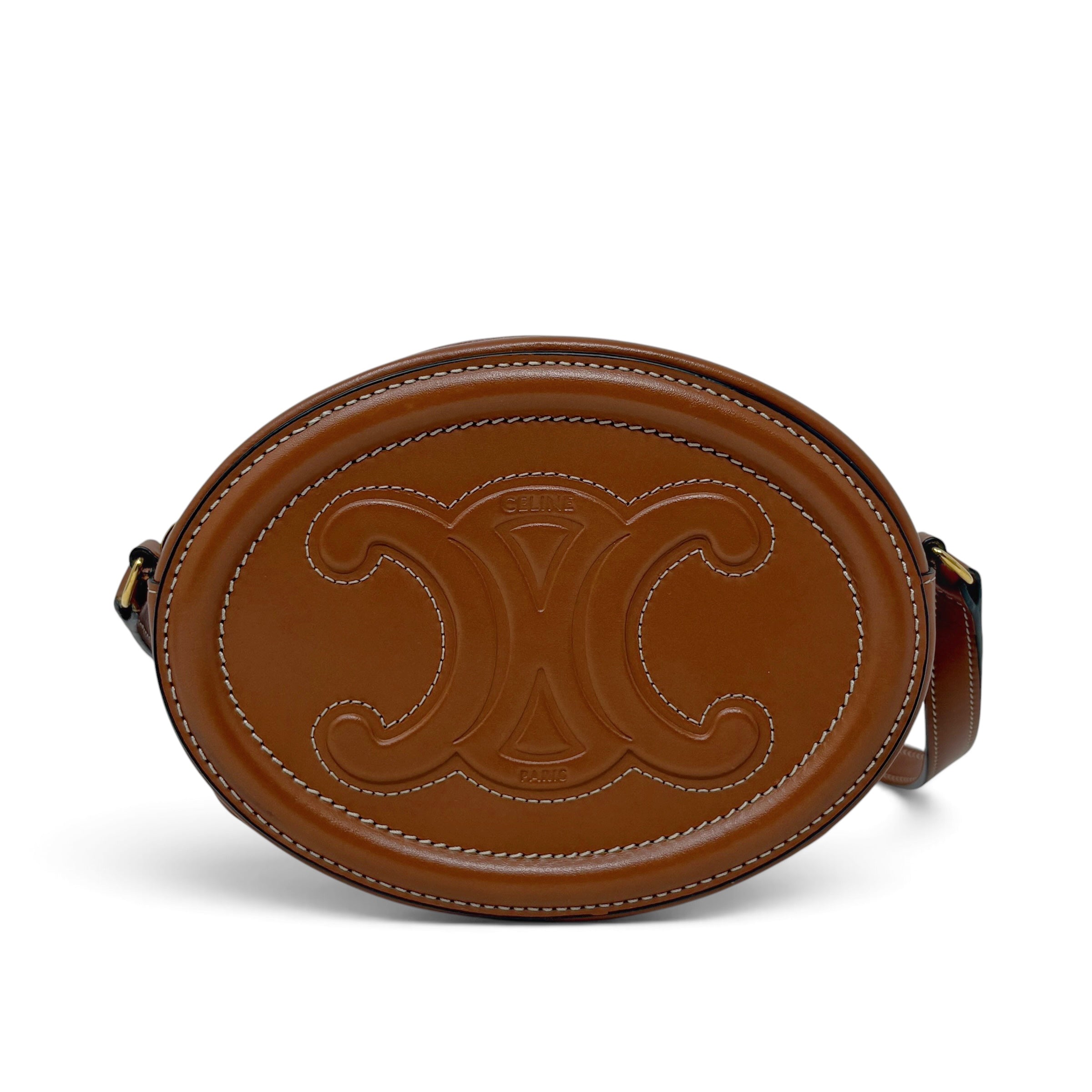 Celine Brown Cuir Triomphe Oval Bag