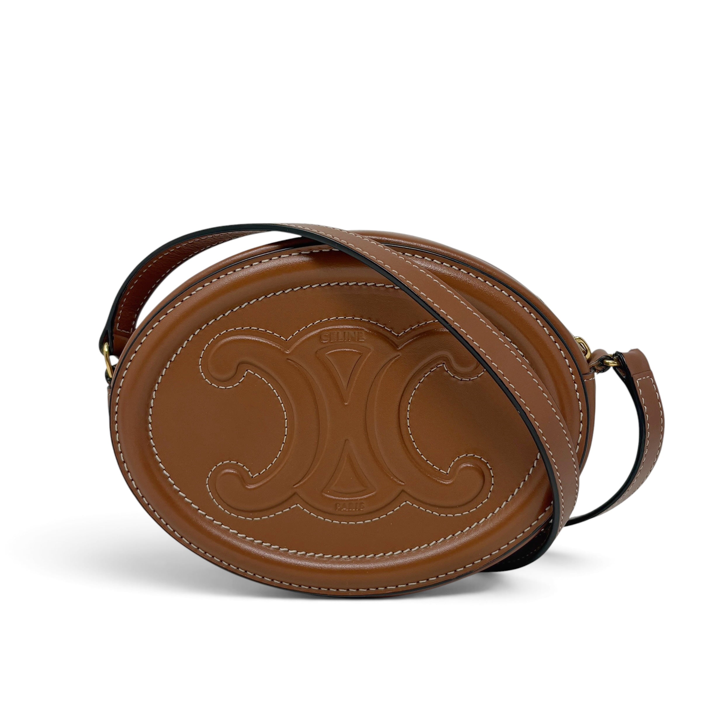 Celine Brown Cuir Triomphe Oval Bag