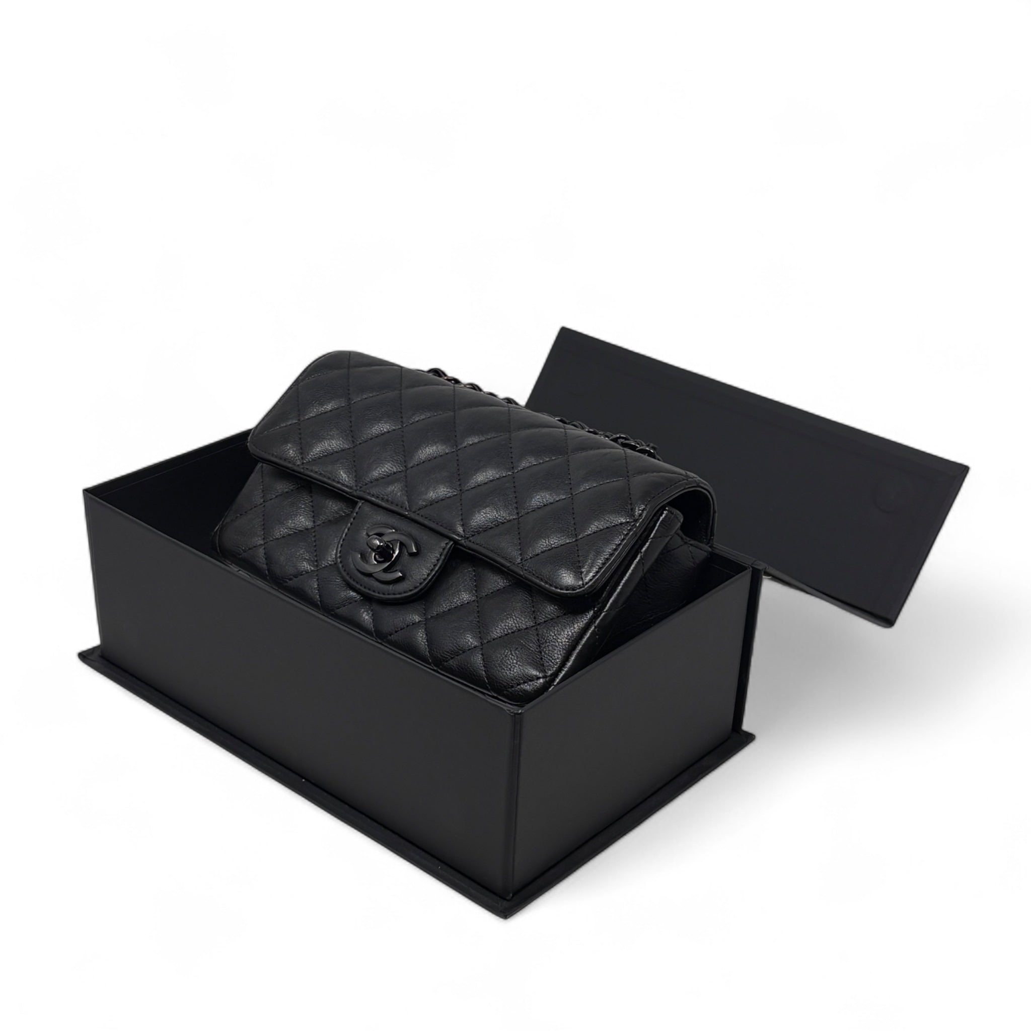 Chanel So Black Crumpled Calfskin Mini Rectangle Bag