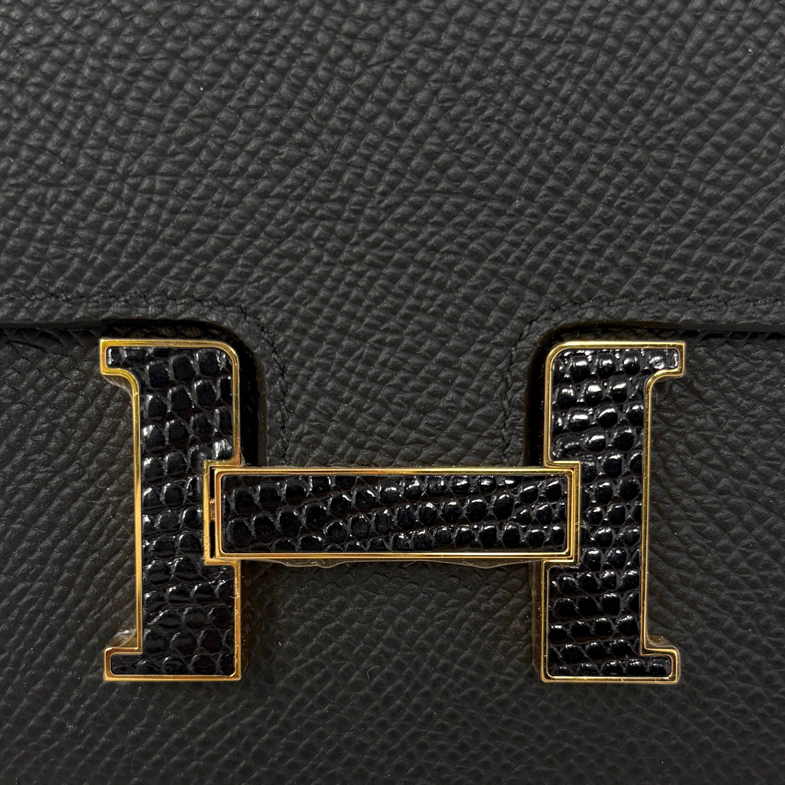 Hermes Noir Lizard Epsom Constance Slim Wallet
