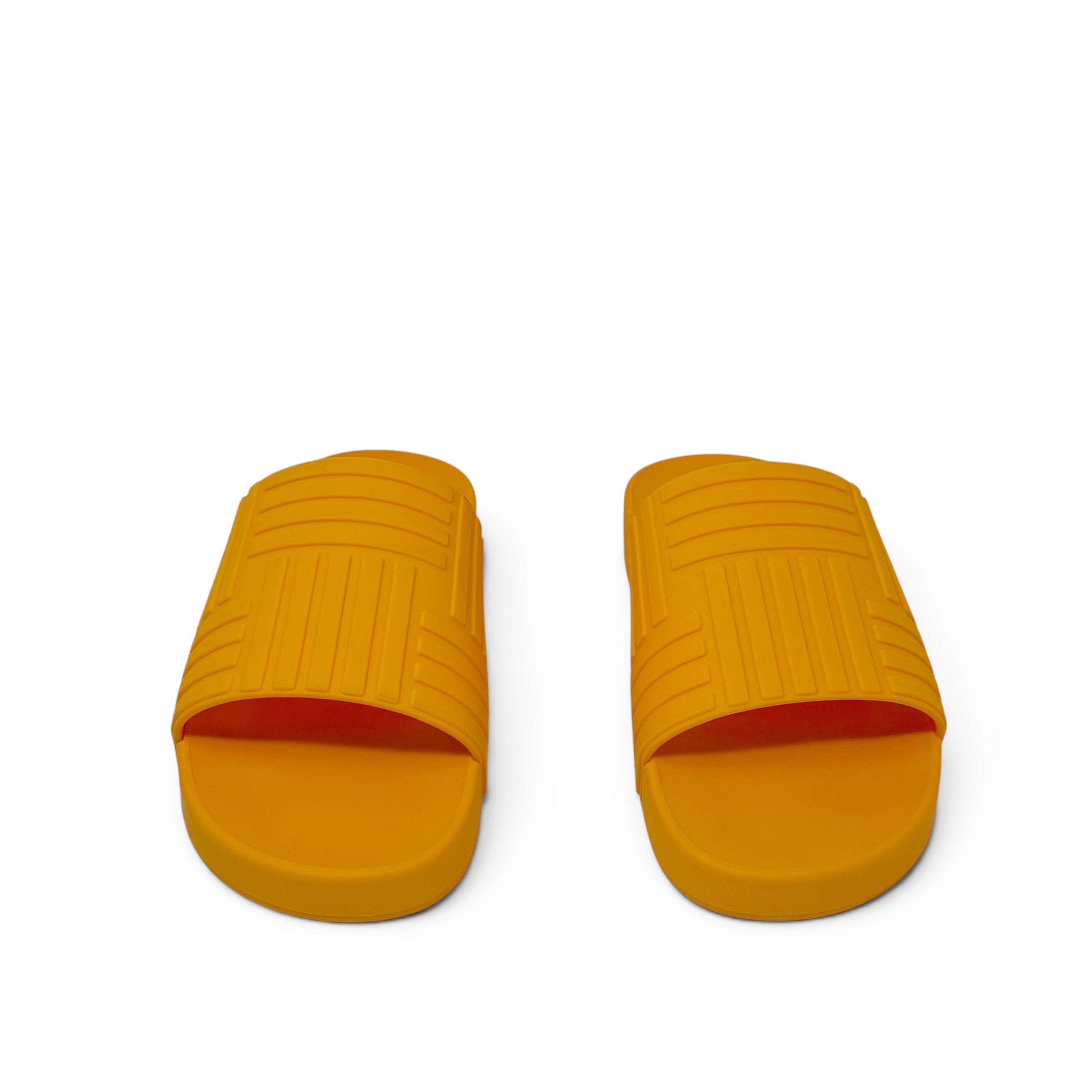 Bottega Veneta Orange Rubber Beach Slides 38