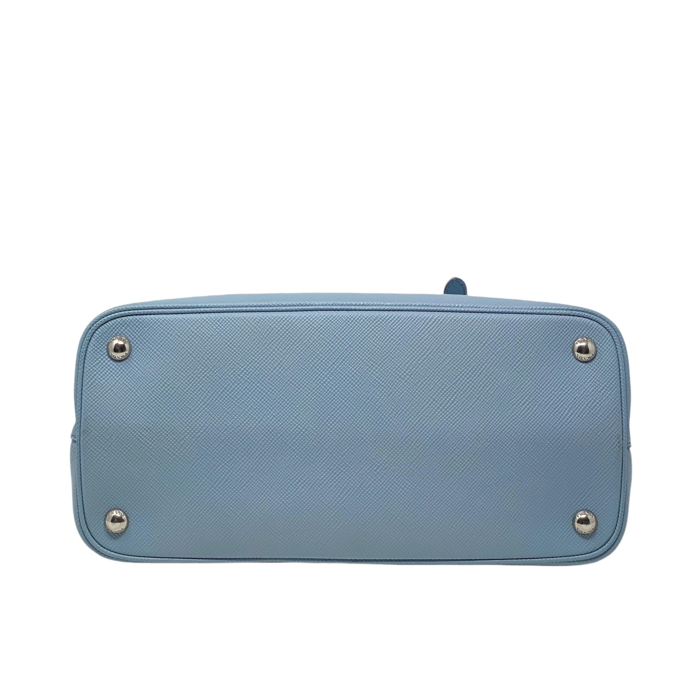 Prada Light Blue Small Double Tote