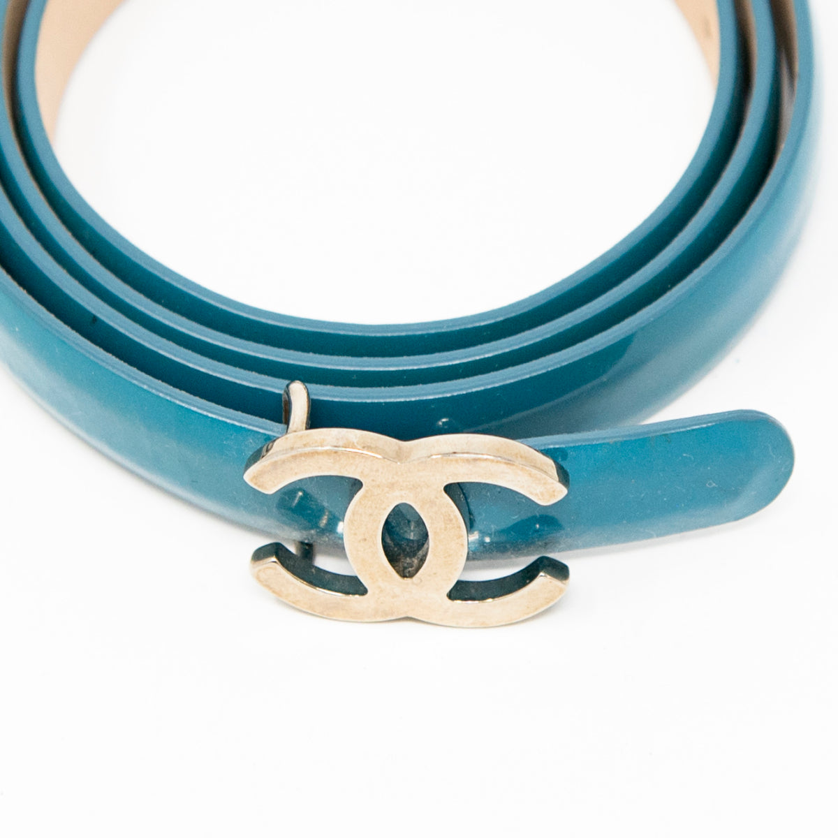 Chanel Turquoise Patent CC Belt