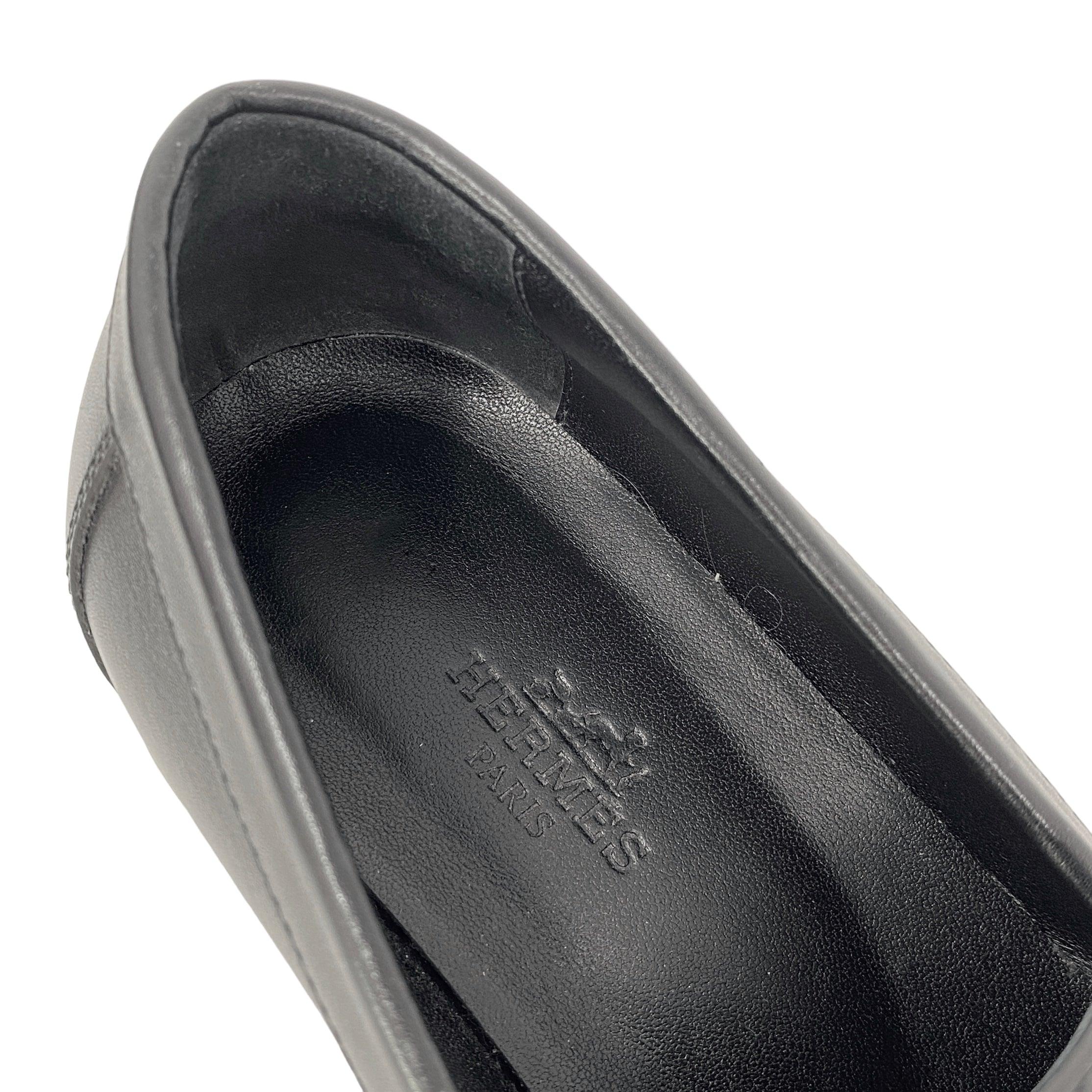 Hermes Noir Faubourg Loafers 35.5