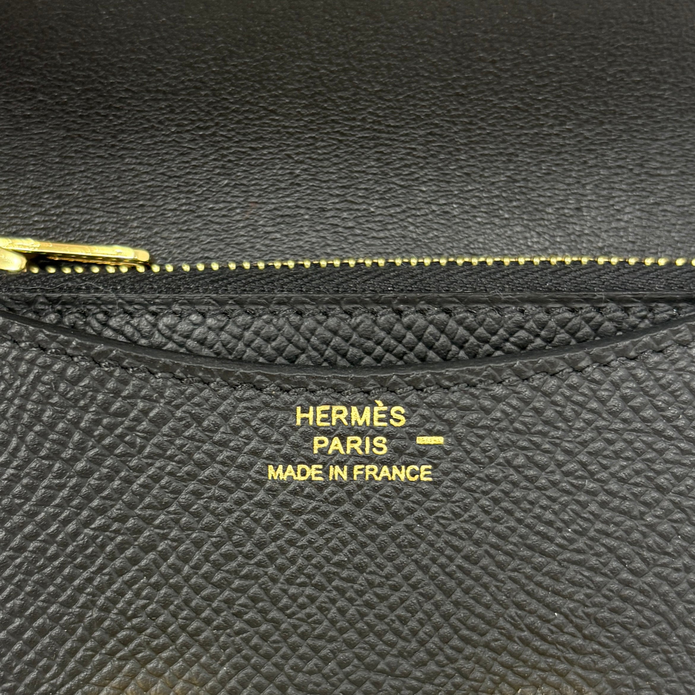 Hermes Noir Lizard Epsom Constance Slim Wallet