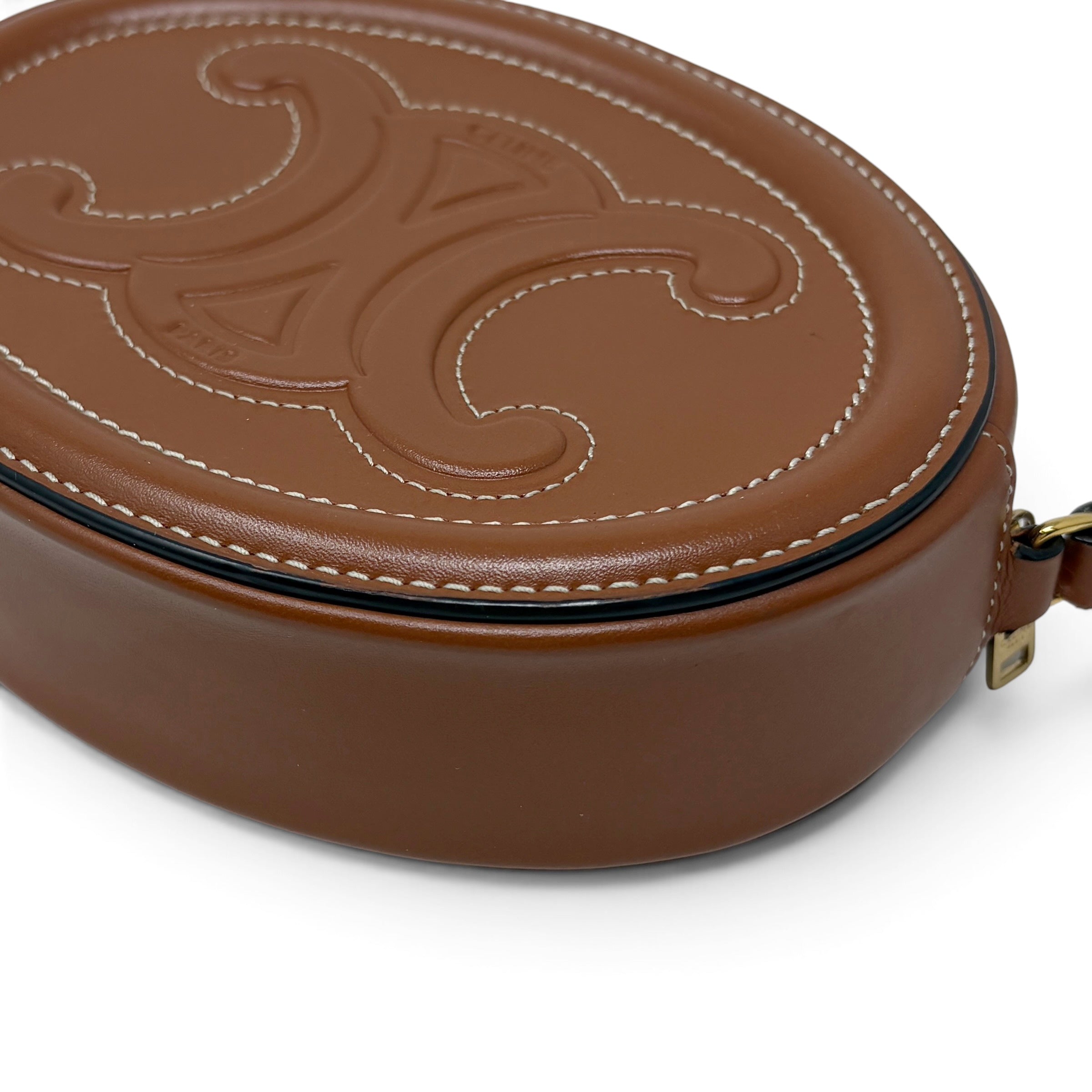 Celine Brown Cuir Triomphe Oval Bag