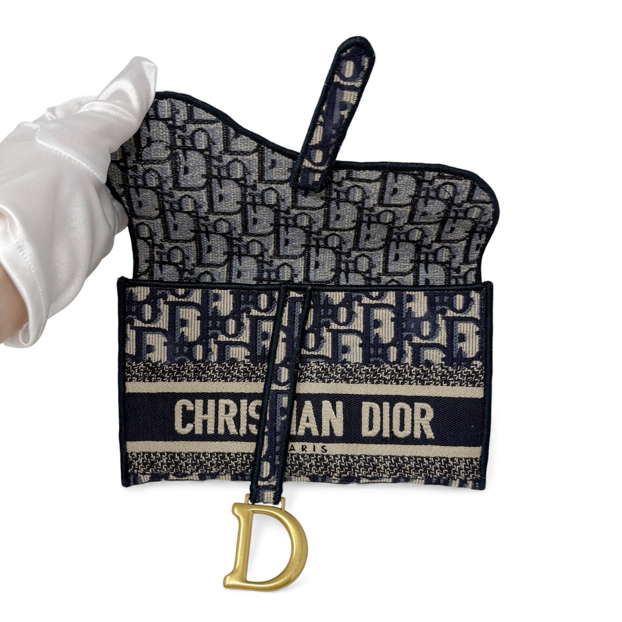 Dior Blue Oblique Slim Saddle Belt Pouch