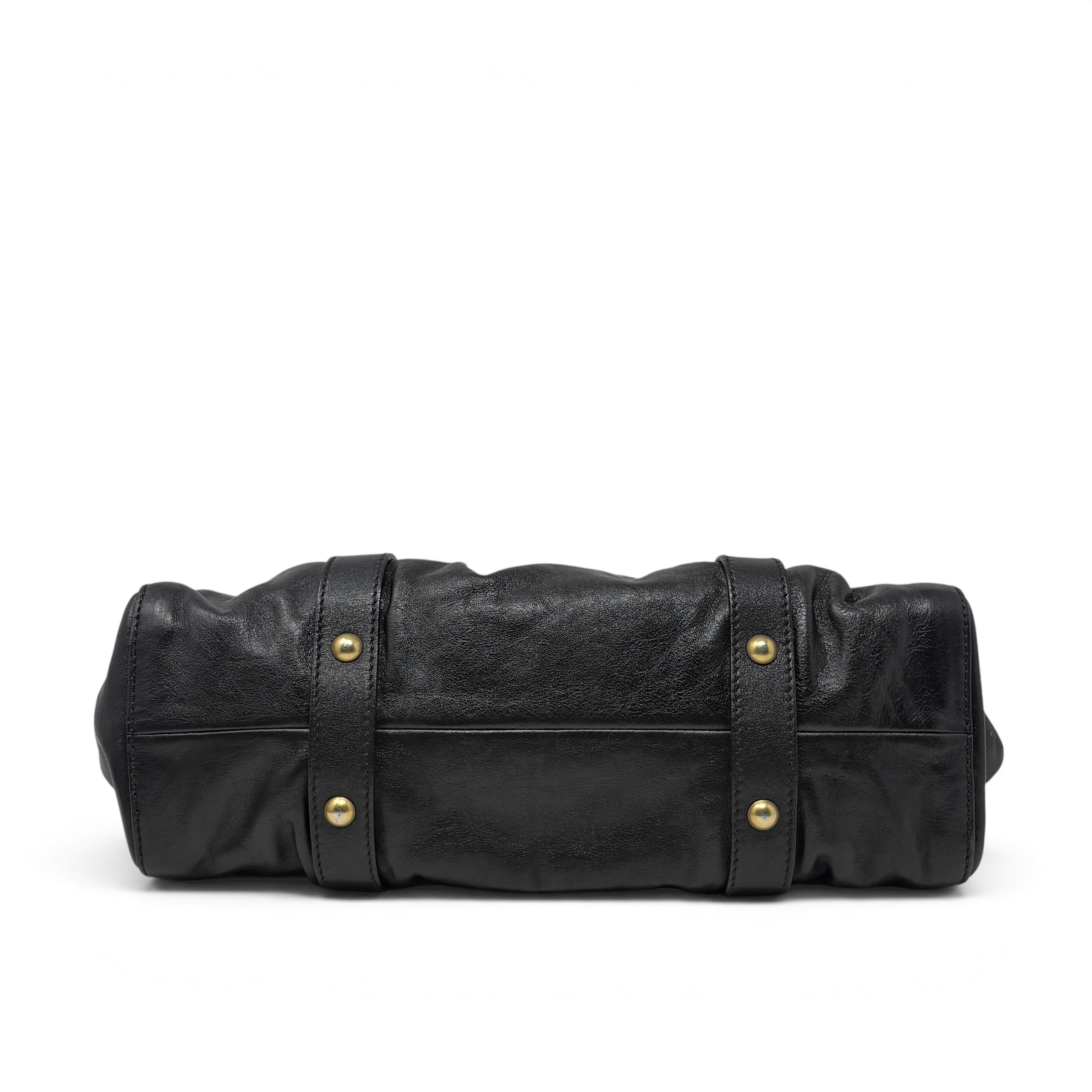 Miu Miu Black Vitello Bow Two Way Bag