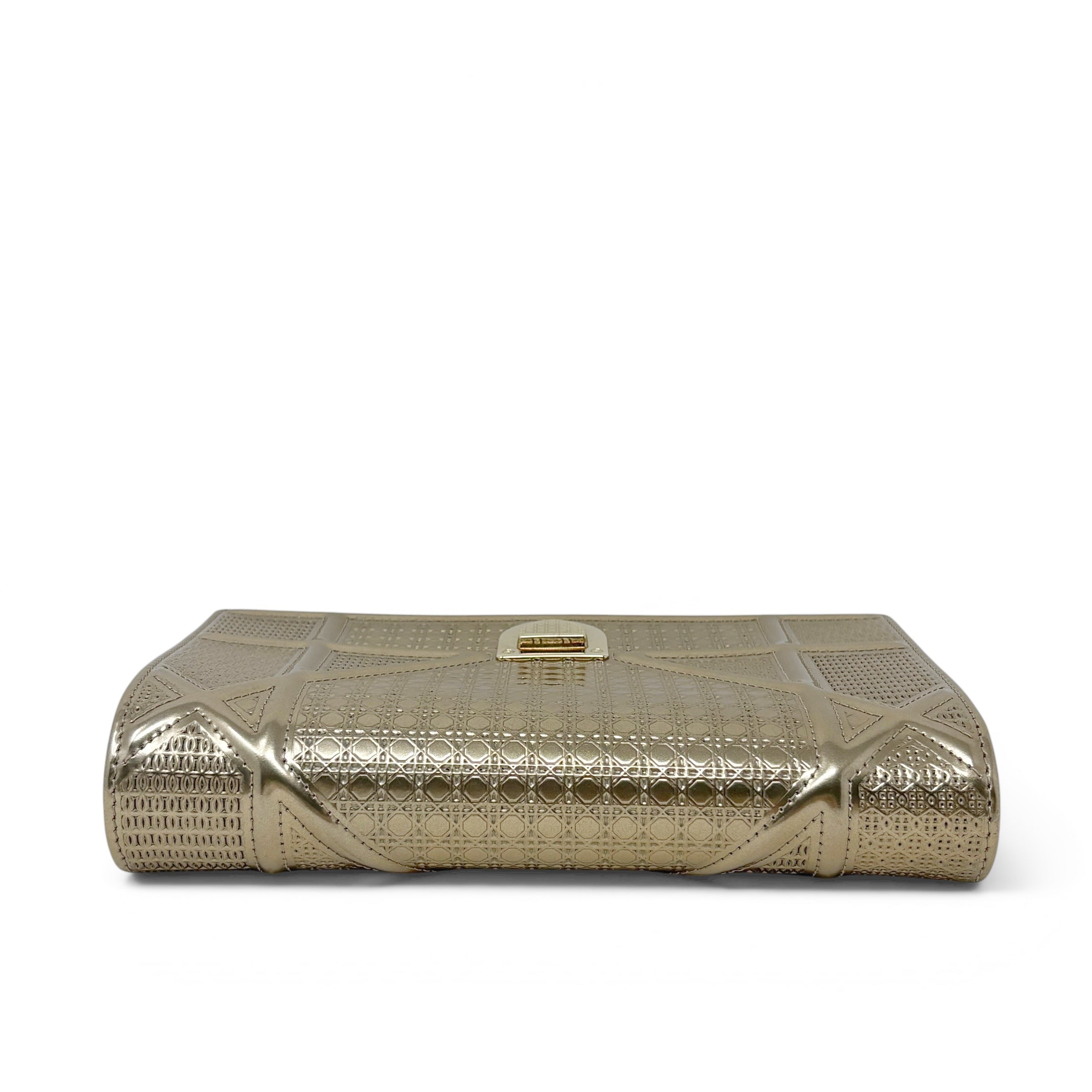 Dior Metallic Gold Diorama Wallet On Chain
