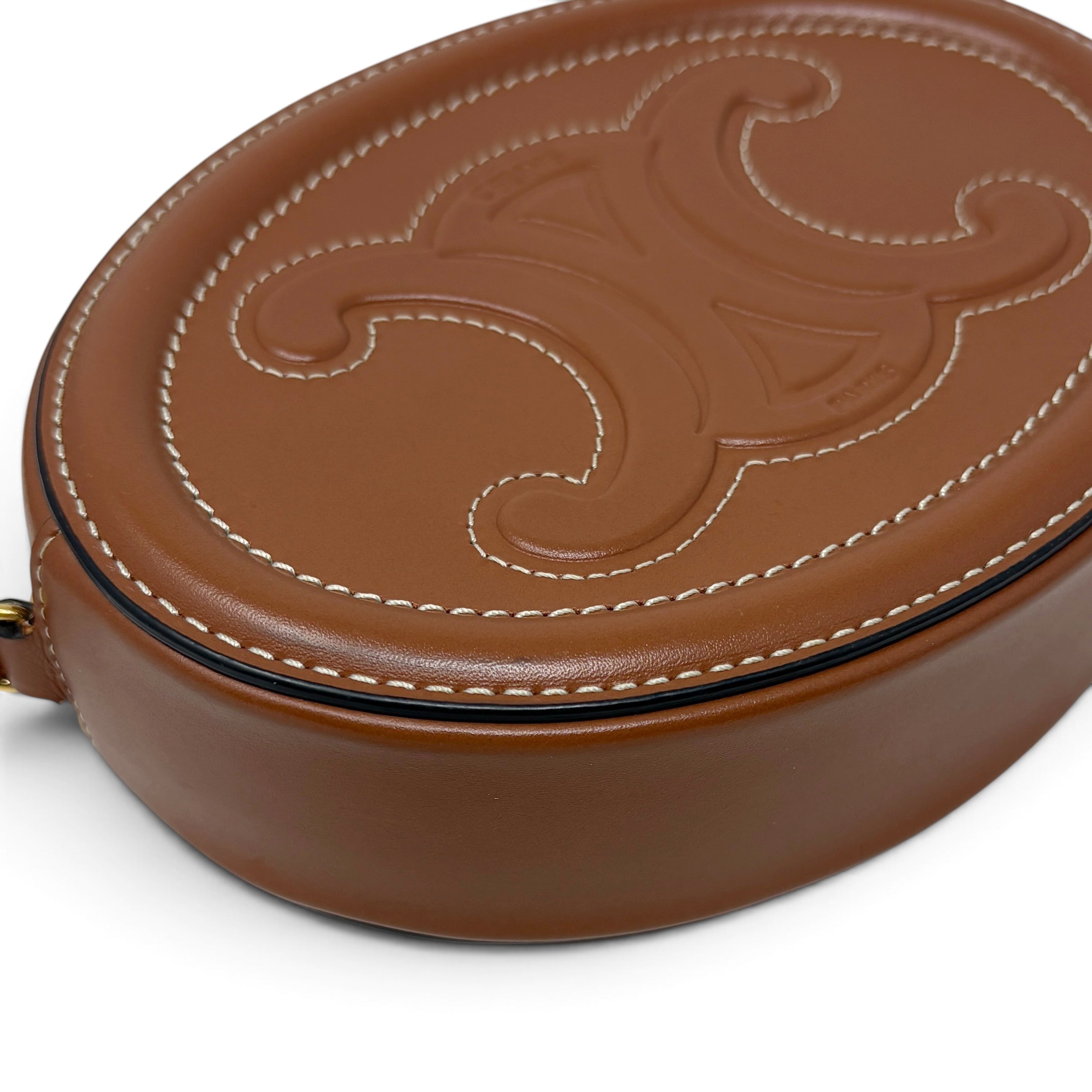Celine Brown Cuir Triomphe Oval Bag