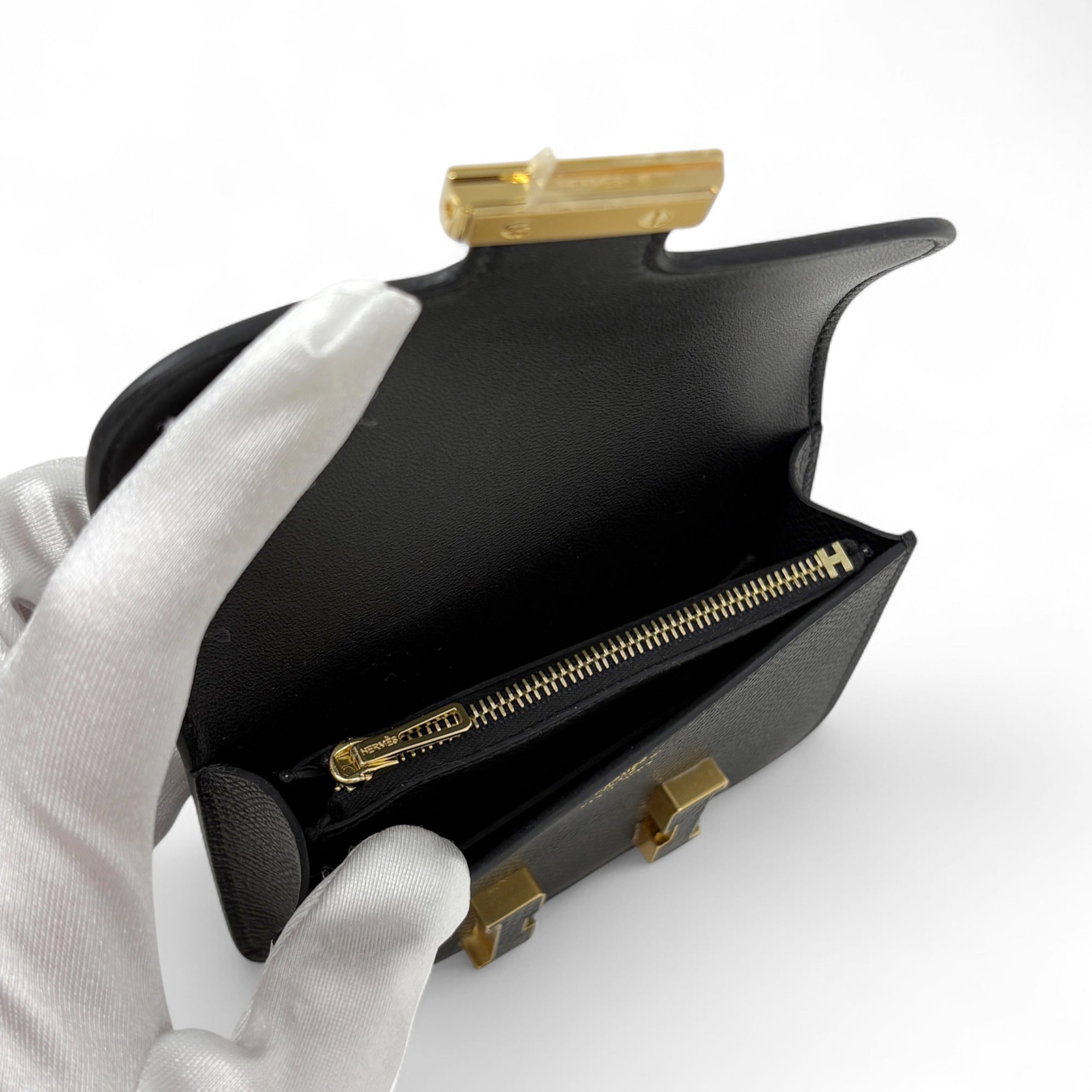 Hermes Noir Lizard Epsom Constance Slim Wallet
