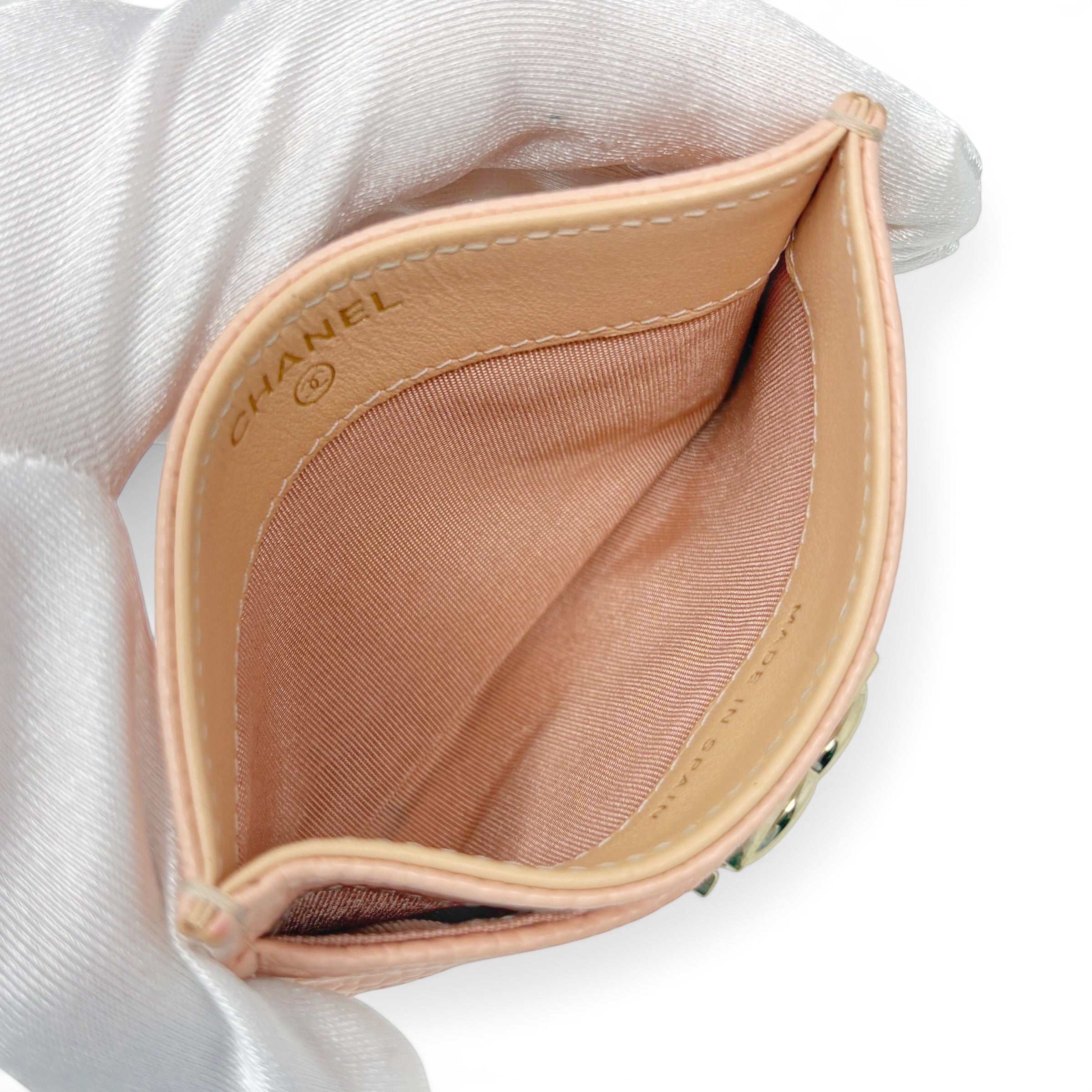 Chanel Peach Caviar Boy Cardholder