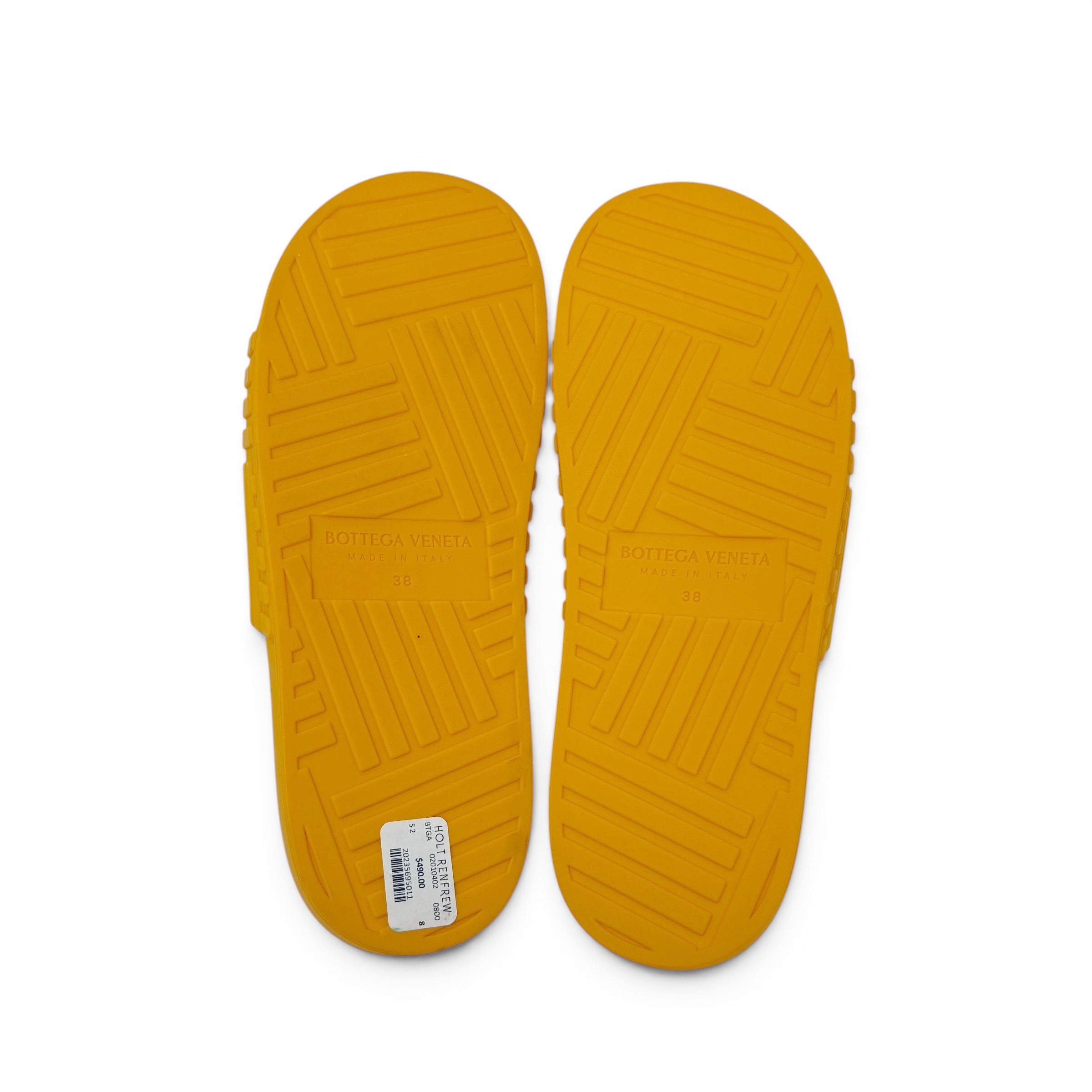 Bottega Veneta Orange Rubber Beach Slides 38