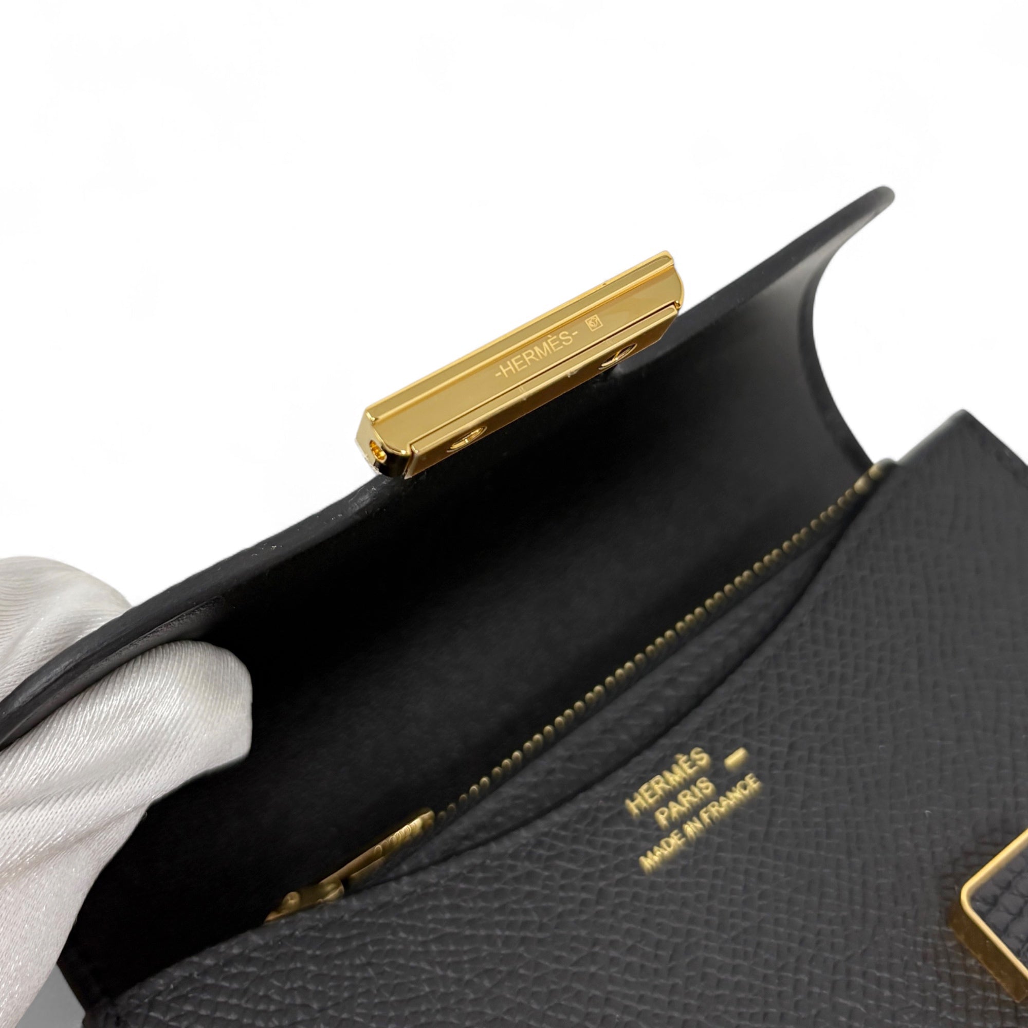 Hermes Noir Lizard Epsom Constance Slim Wallet