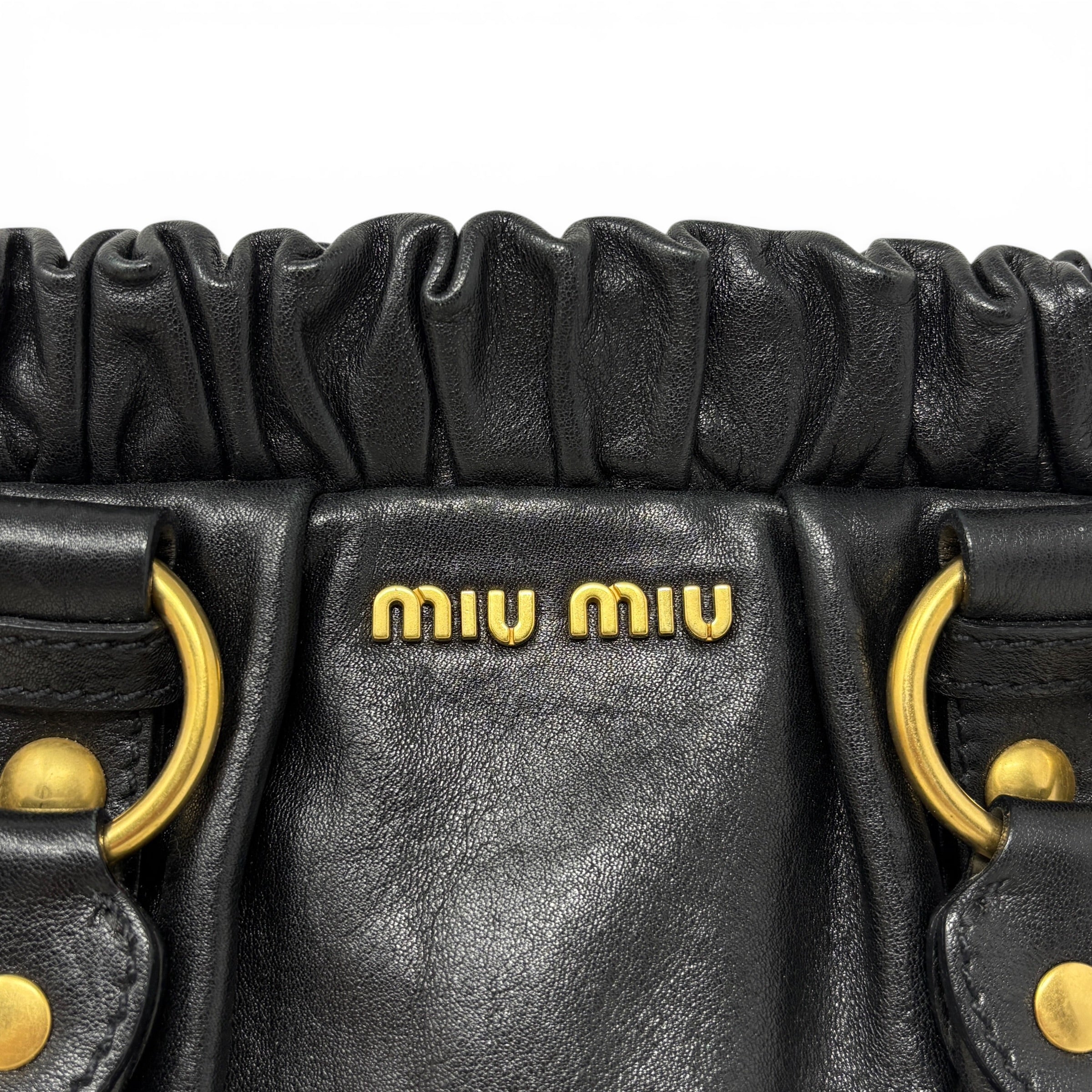 Miu Miu Black Vitello Bow Two Way Bag