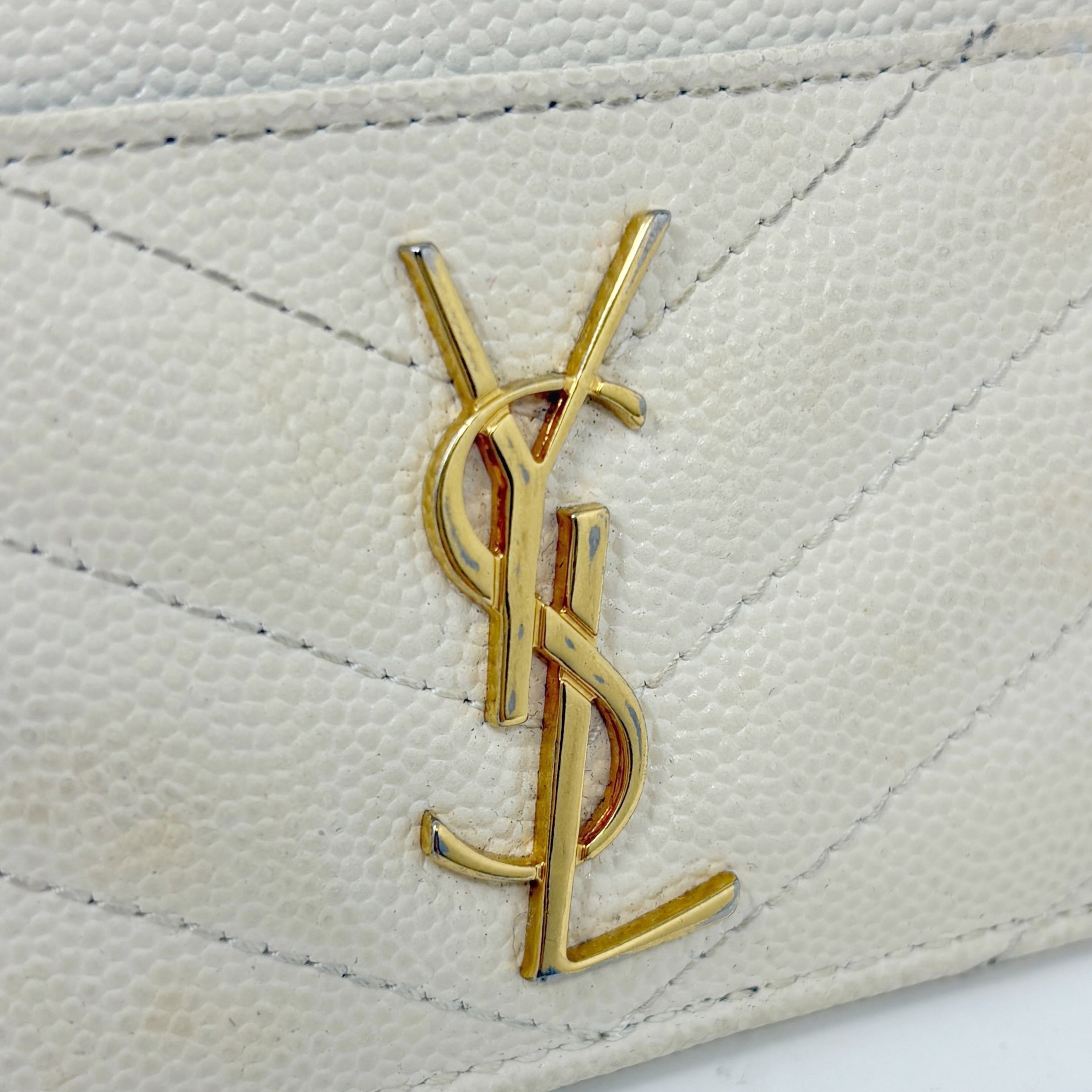 Saint Laurent Blanc Vintage Cassandre Card Holder