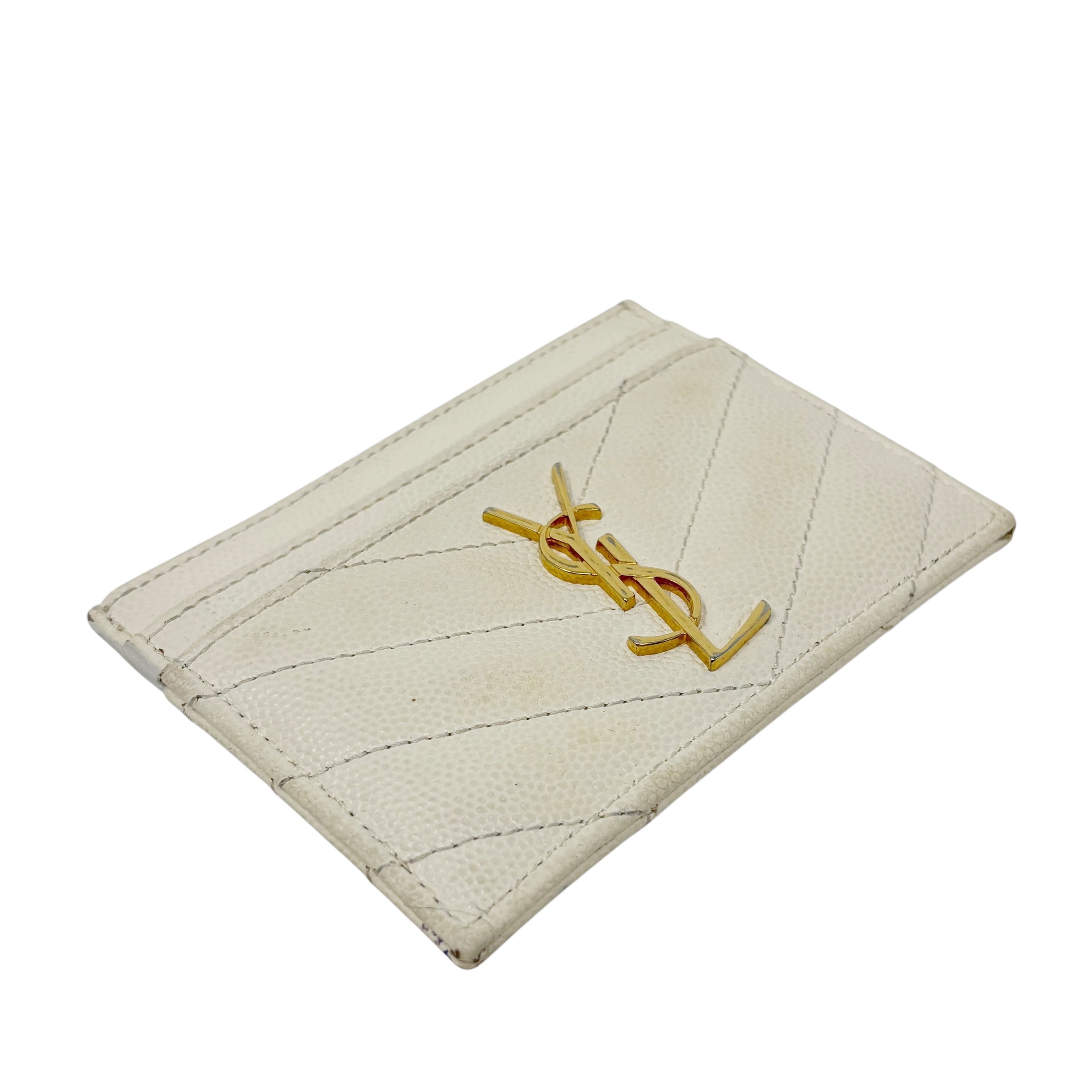 Saint Laurent Blanc Vintage Cassandre Card Holder