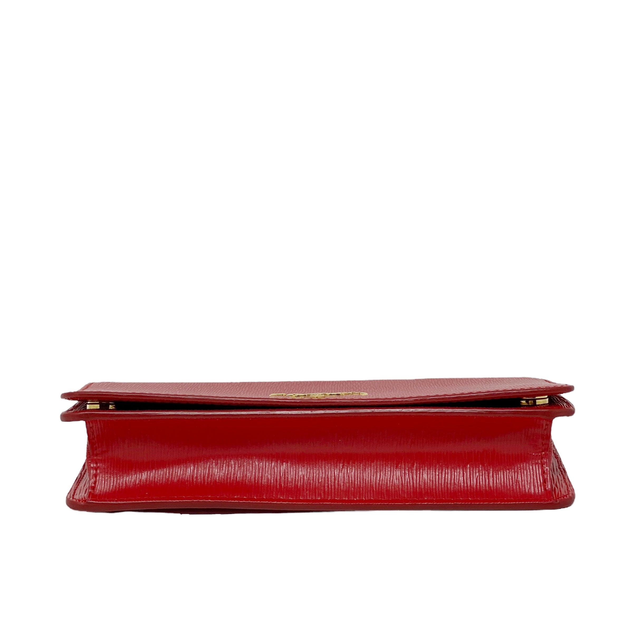 Prada Red Clutch On Chain