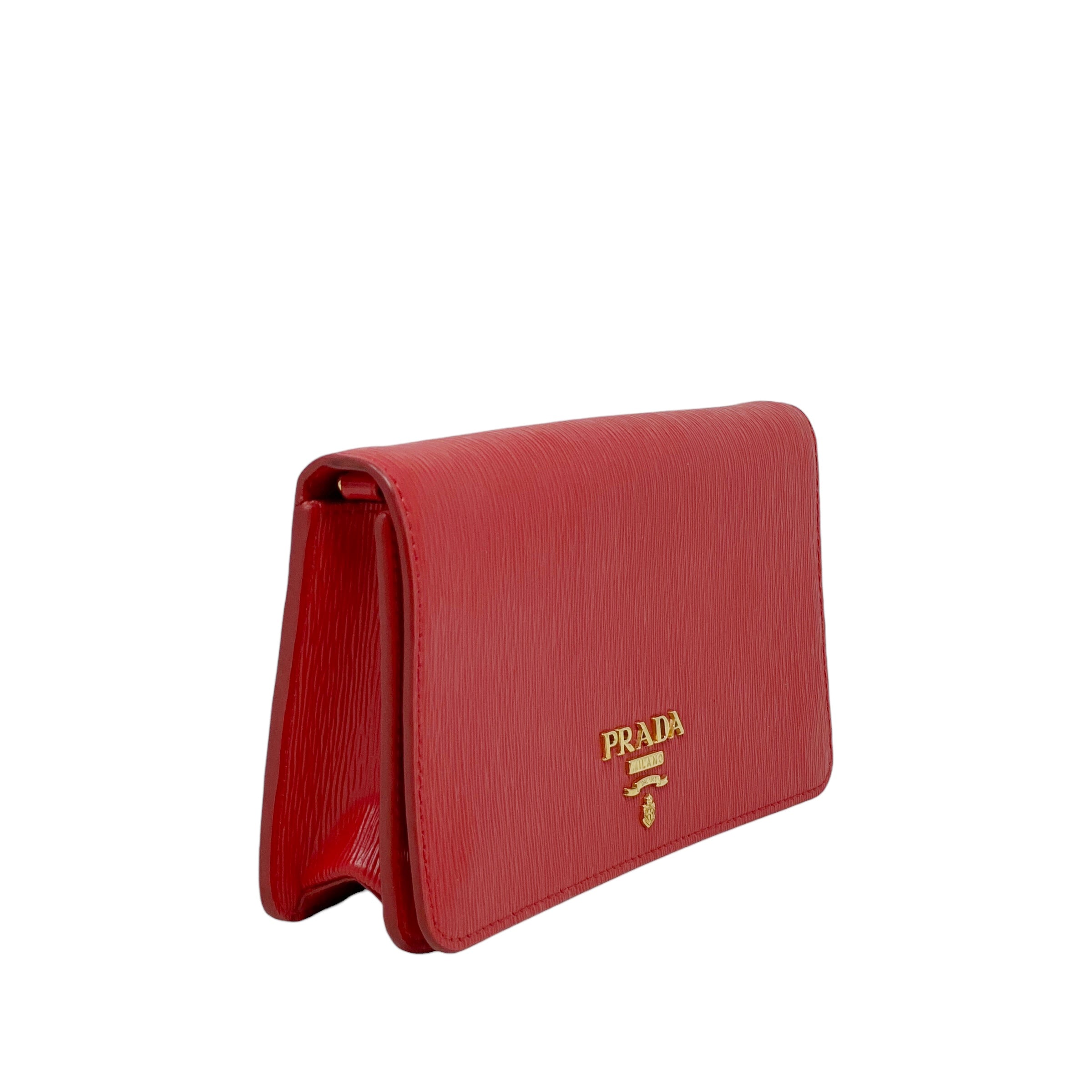 Prada Red Clutch On Chain