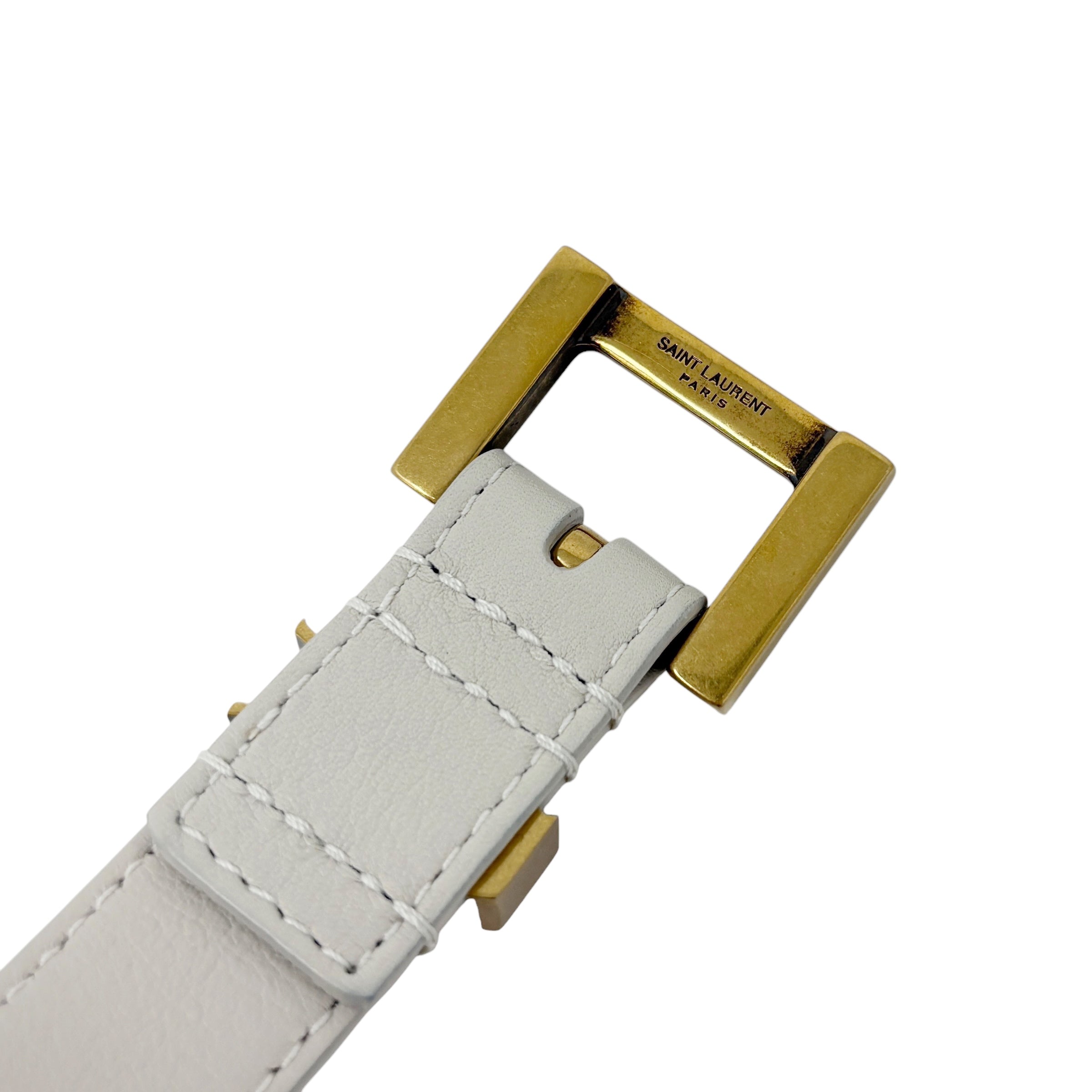 Saint Laurent Blanc Vintage Cassandre Thin Belt 85