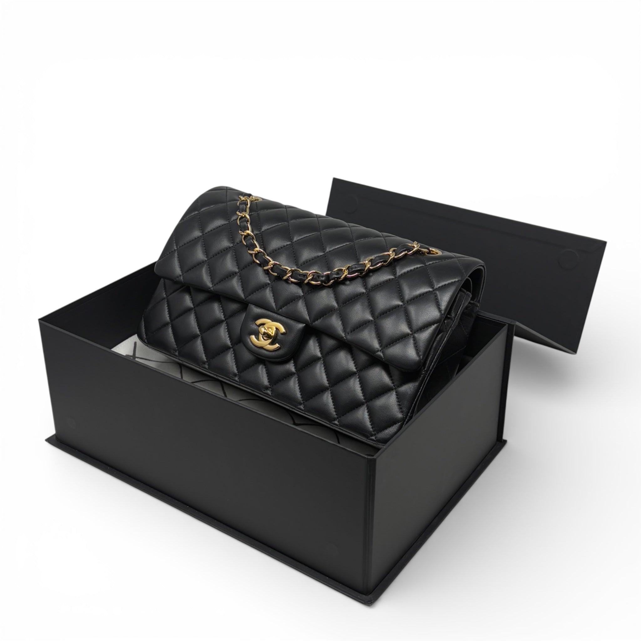 Chanel Black Lambskin Medium Classic Flap