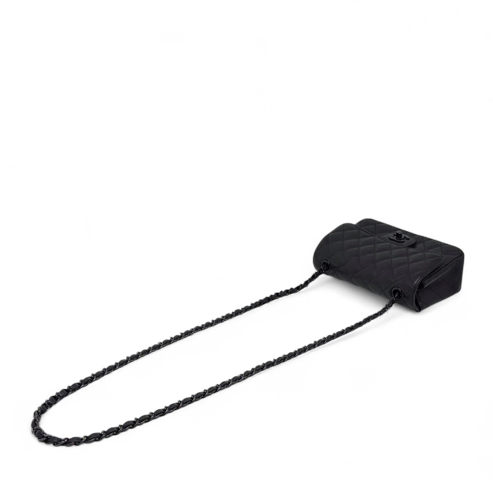 Chanel So Black Crumpled Calfskin Mini Rectangle Bag