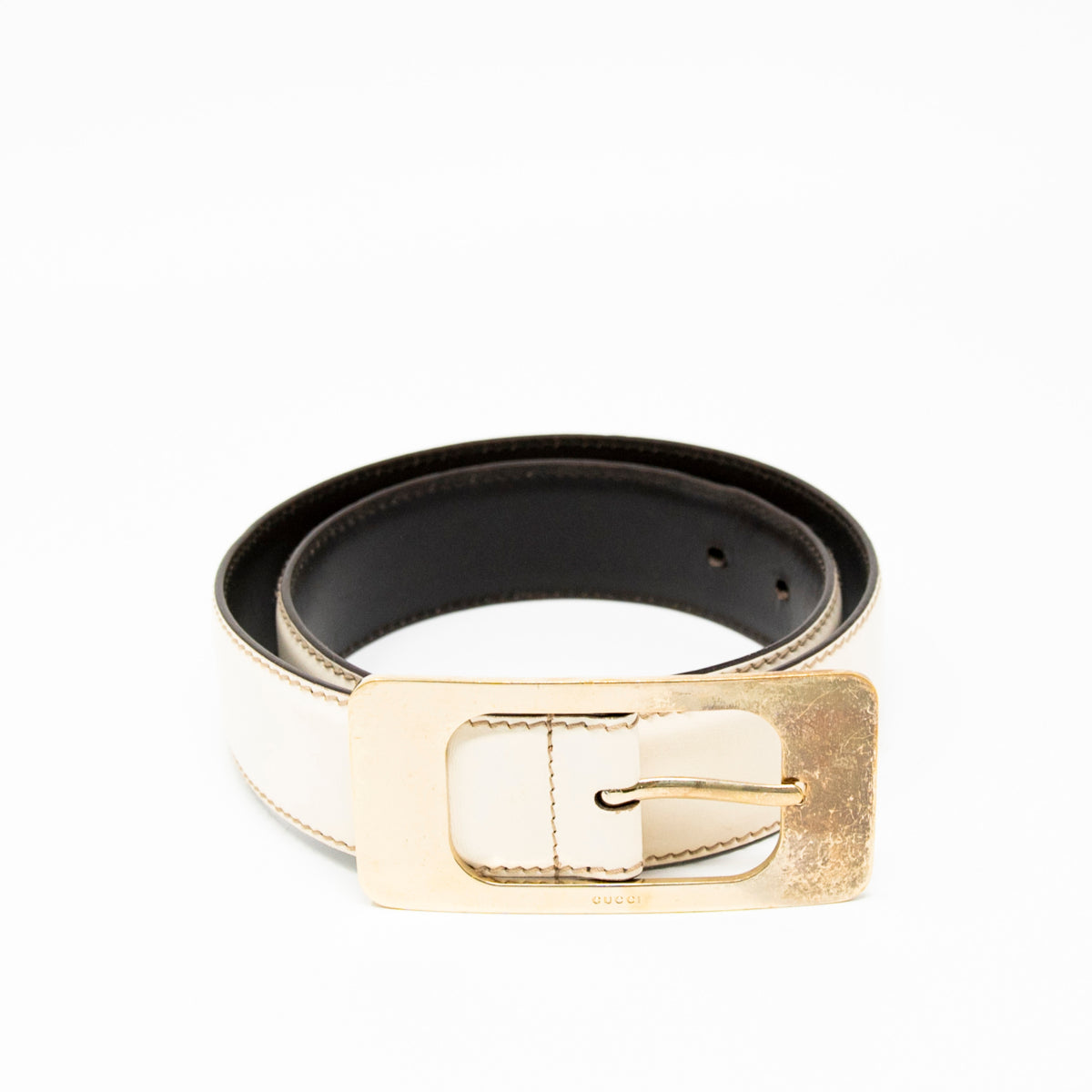 Gucci Ivory Vintage Buckle Belt