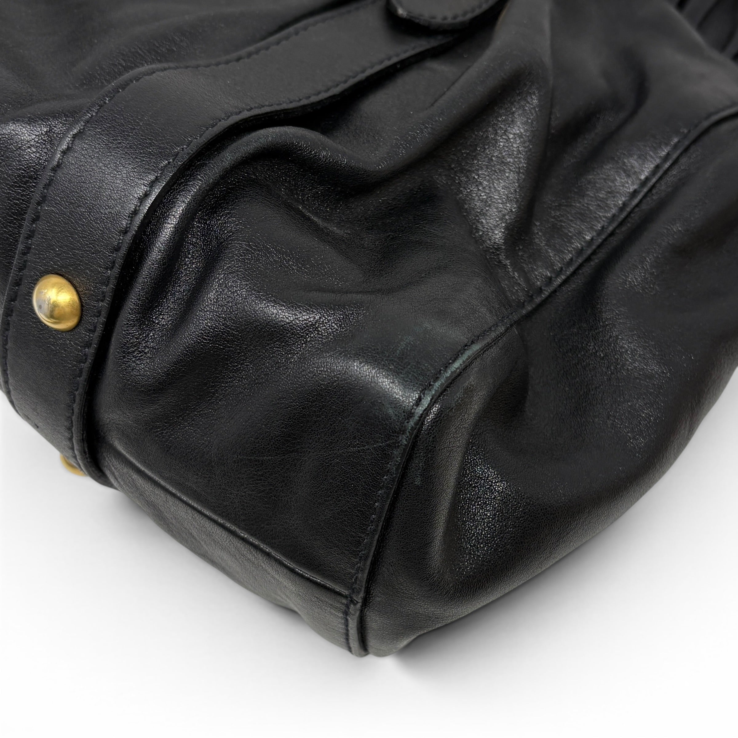 Miu Miu Black Vitello Bow Two Way Bag