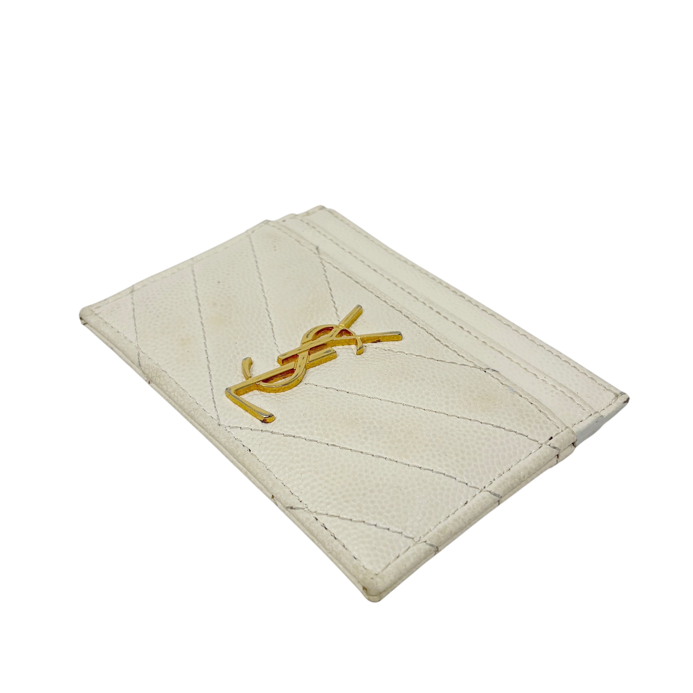 Saint Laurent Blanc Vintage Cassandre Card Holder