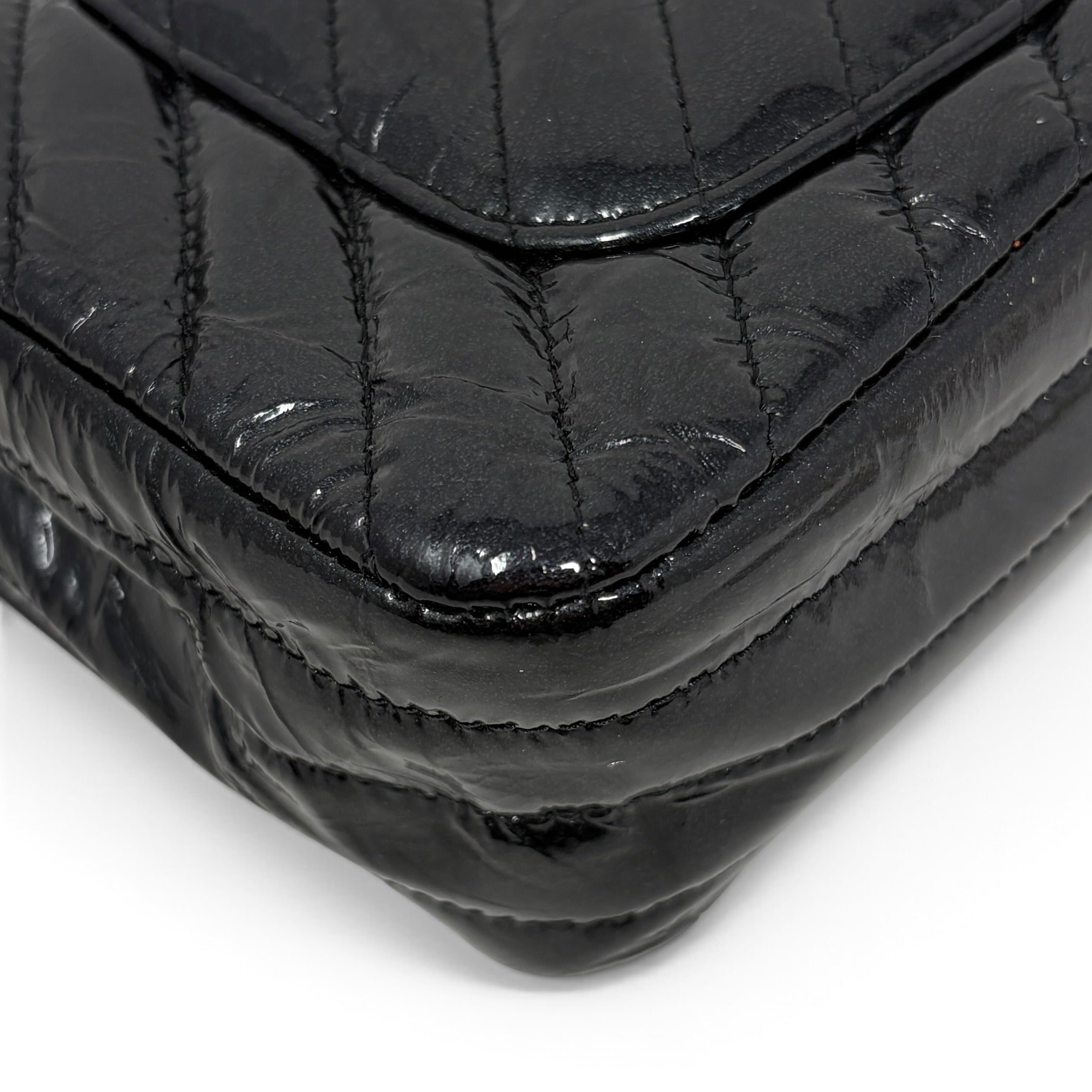 Chanel So Black Crumpled Patent Mini Rectangle Bag