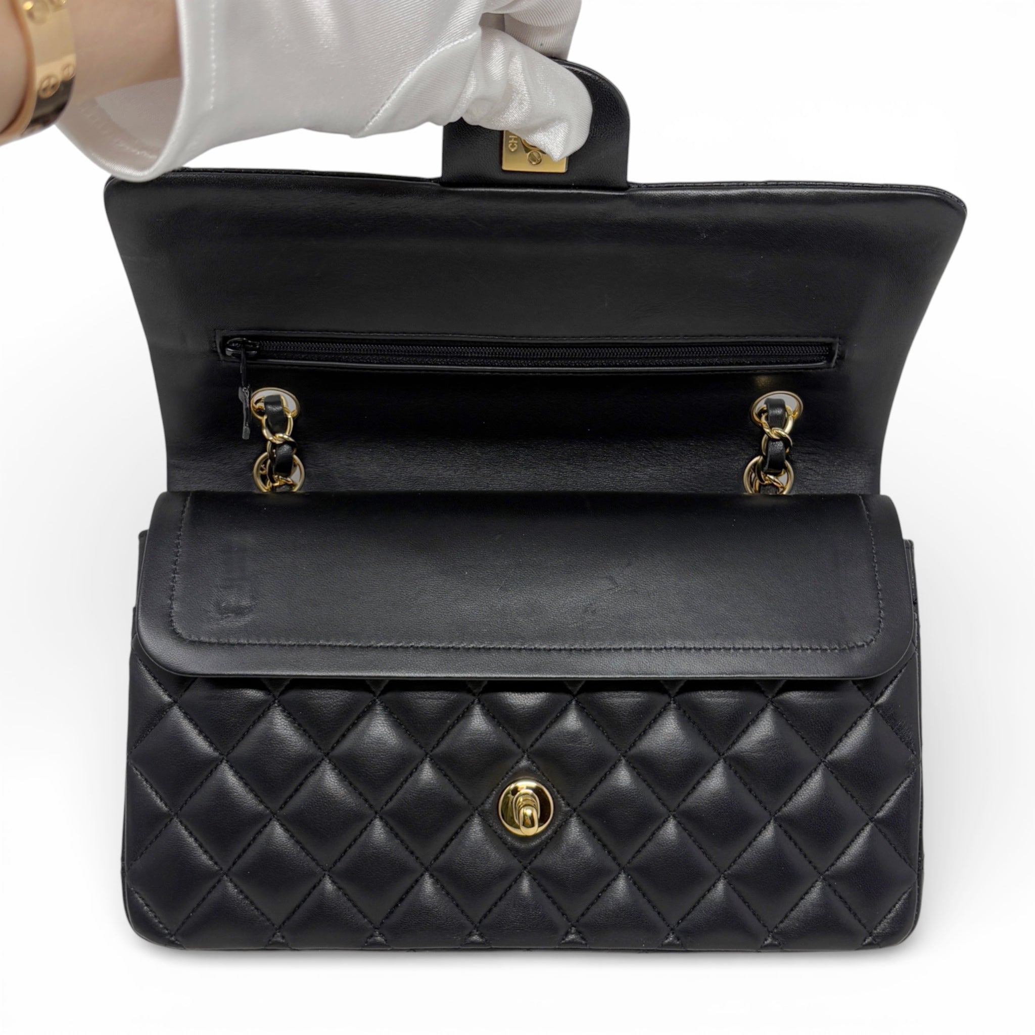 Chanel Black Lambskin Medium Classic Flap