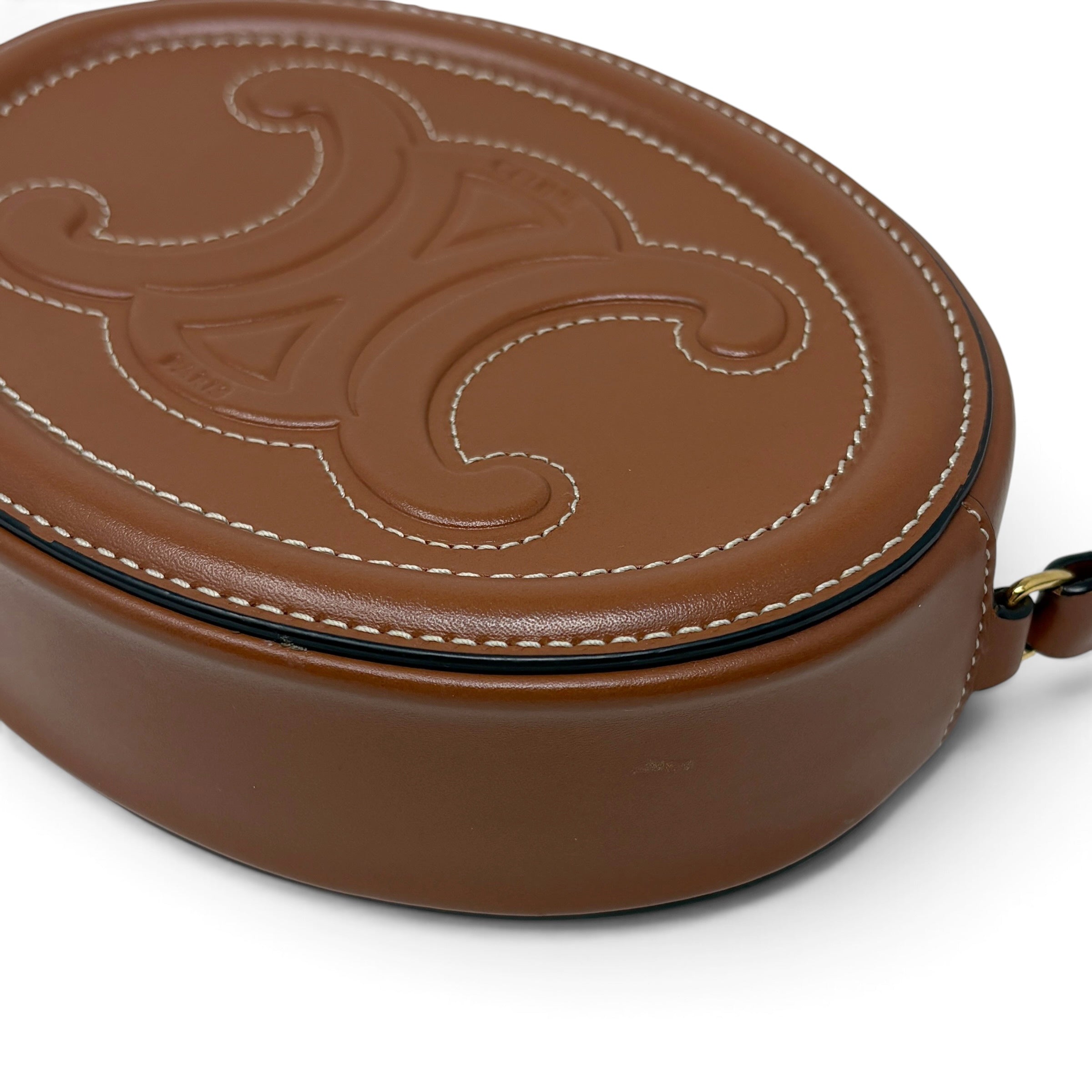 Celine Brown Cuir Triomphe Oval Bag