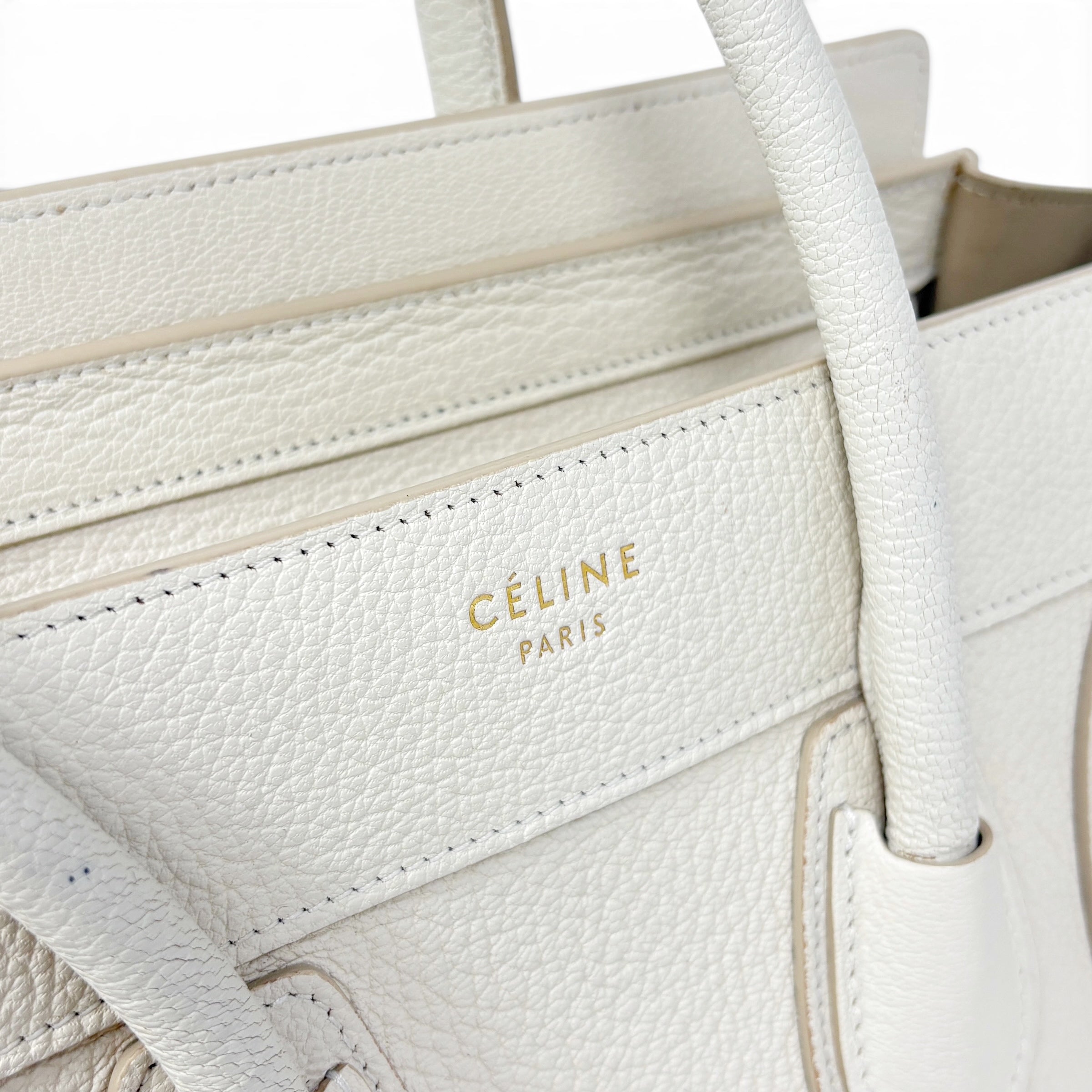 Celine White Micro Luggage Bag