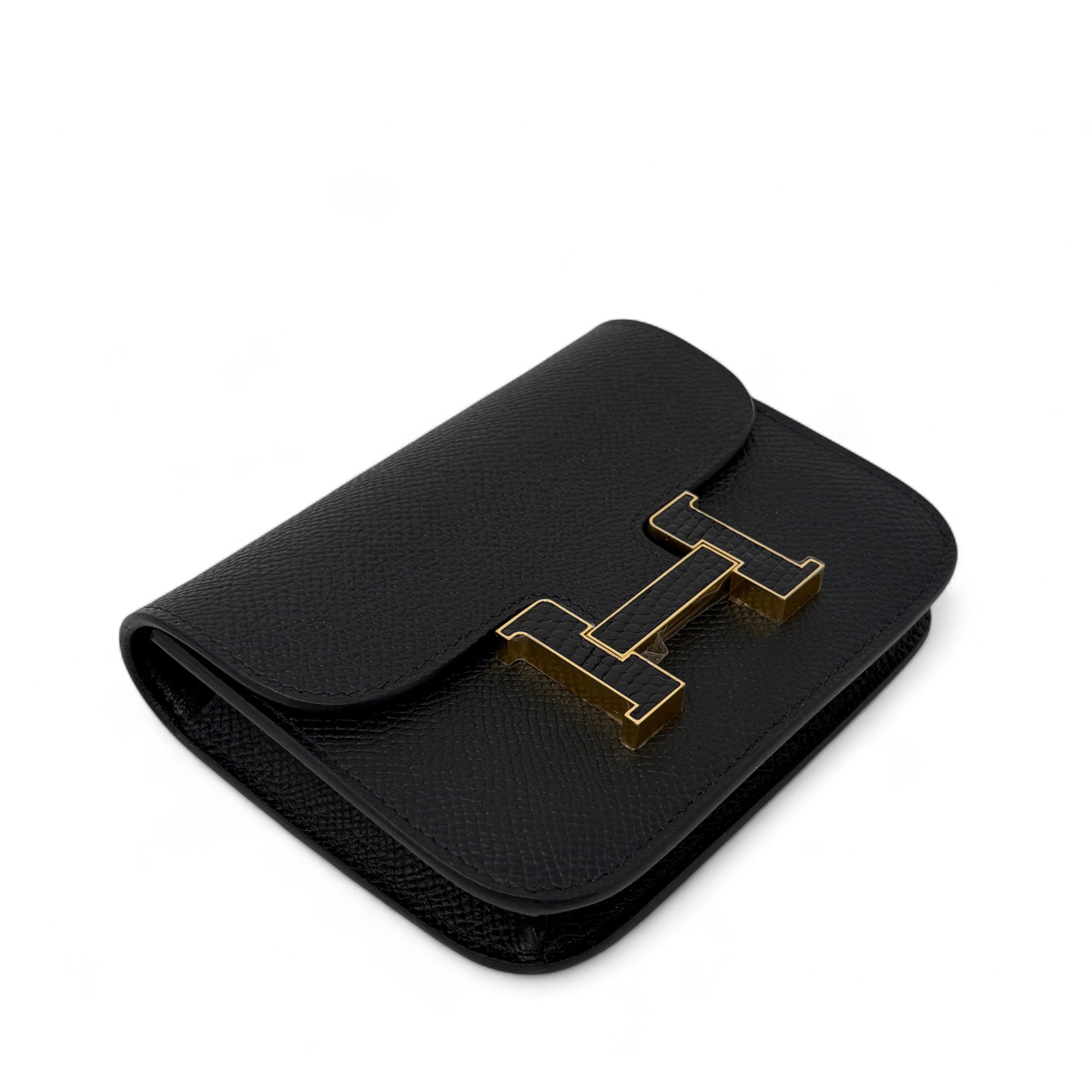 Hermes Noir Lizard Epsom Constance Slim Wallet