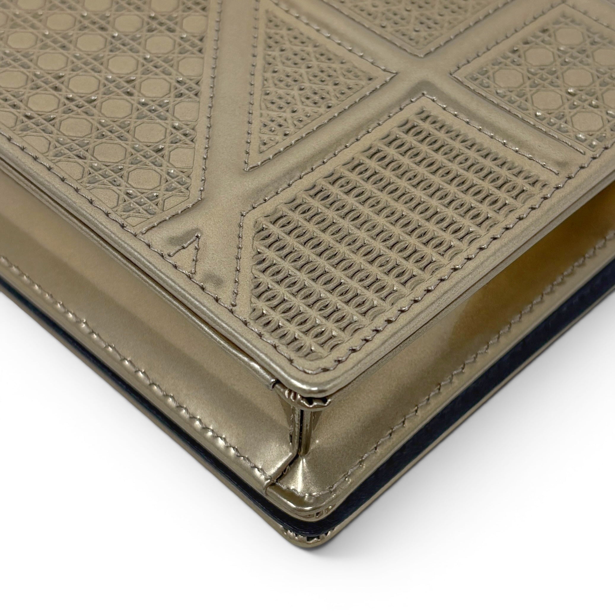 Dior Metallic Gold Diorama Wallet On Chain