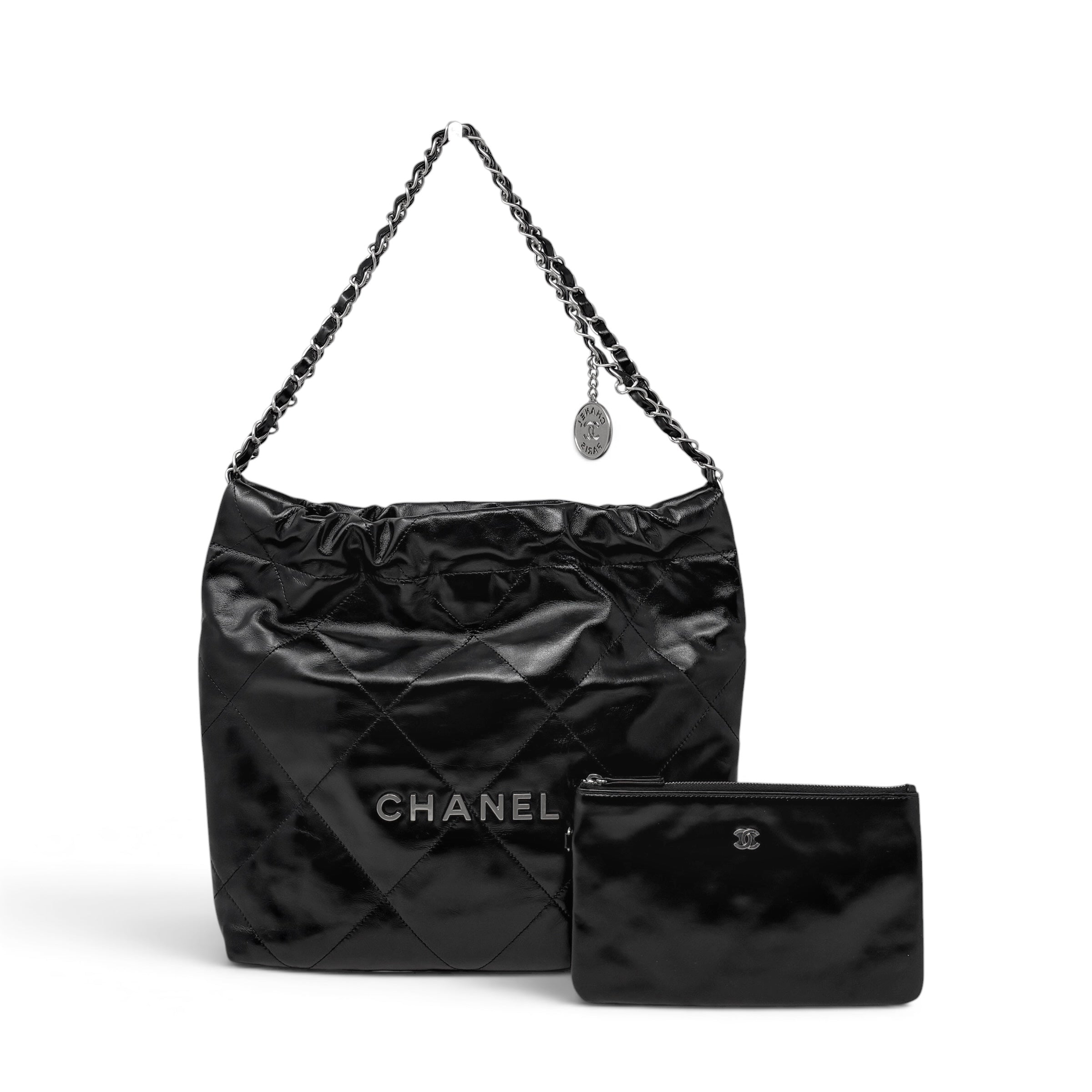 Chanel Black 22 Small Hobo Bag
