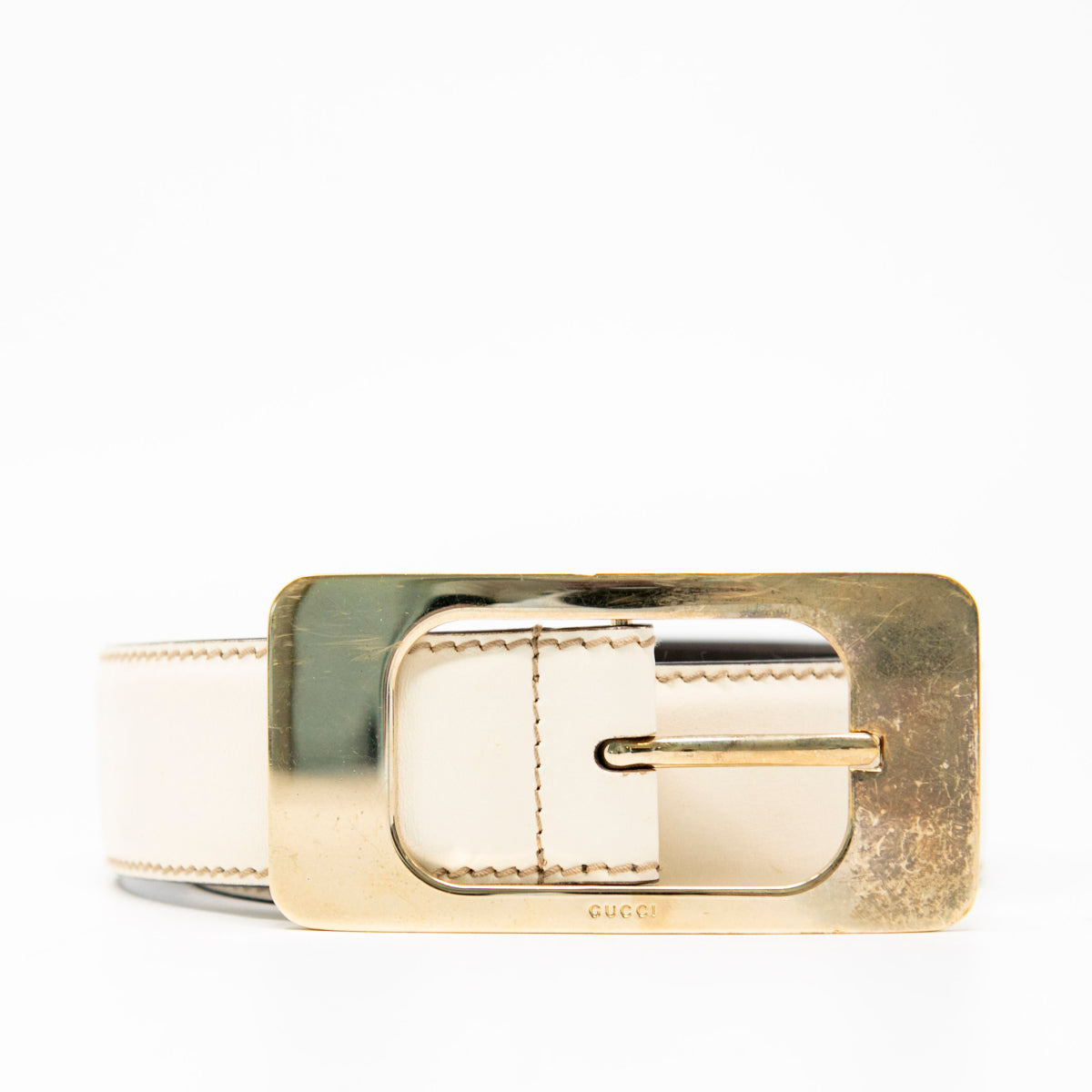 Gucci Ivory Vintage Buckle Belt