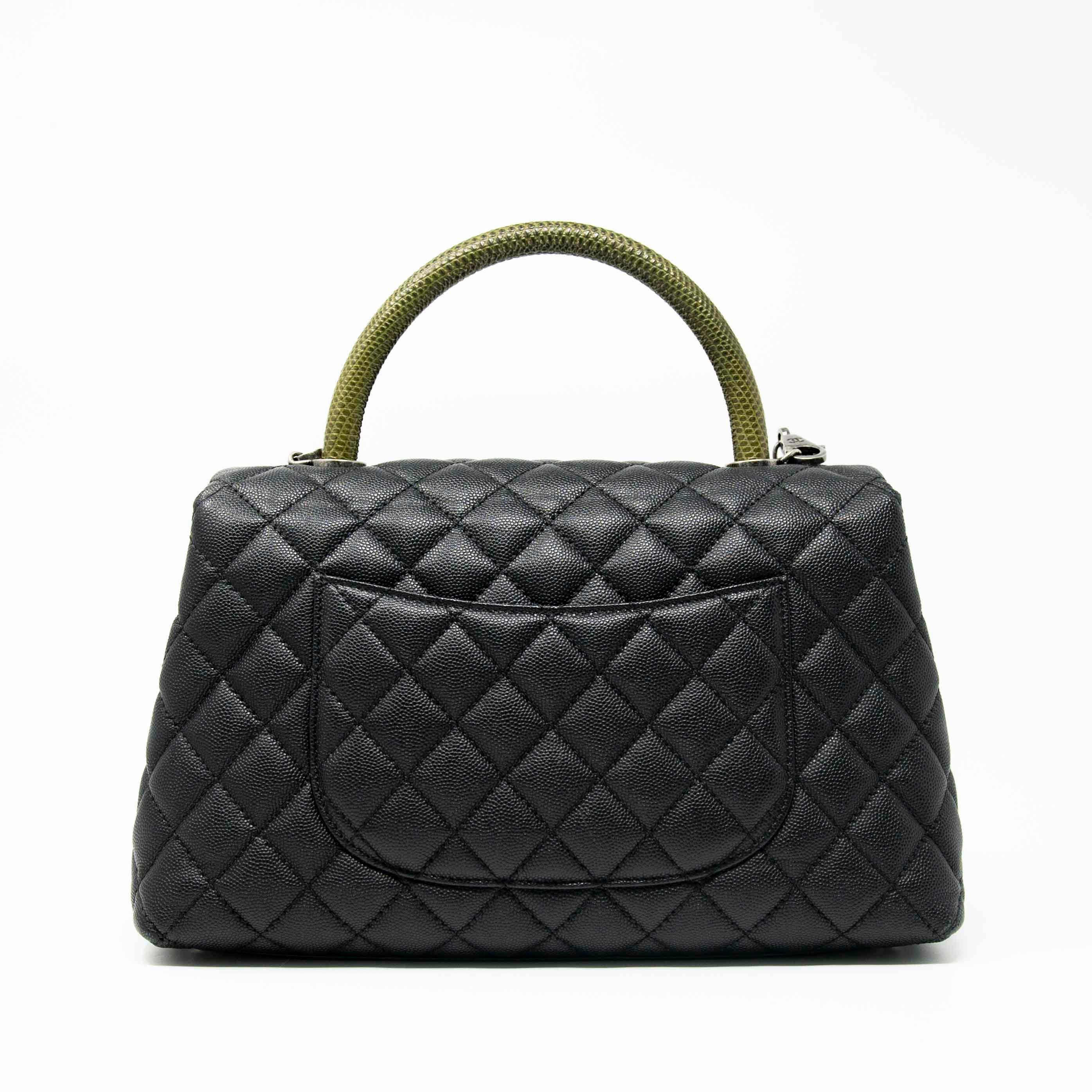 Chanel Black Medium Coco Lizard Handle