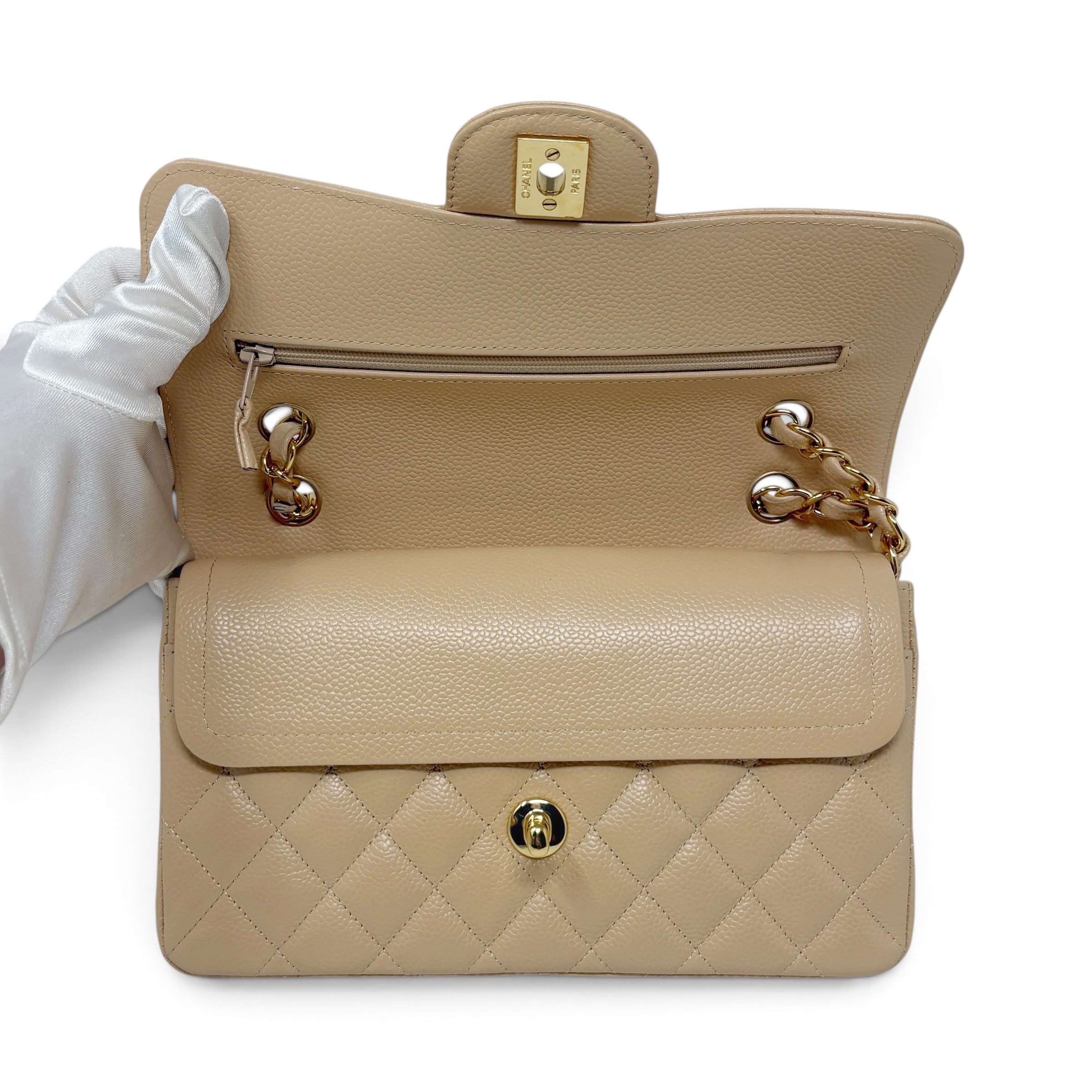 Chanel Beige Small Classic Flap