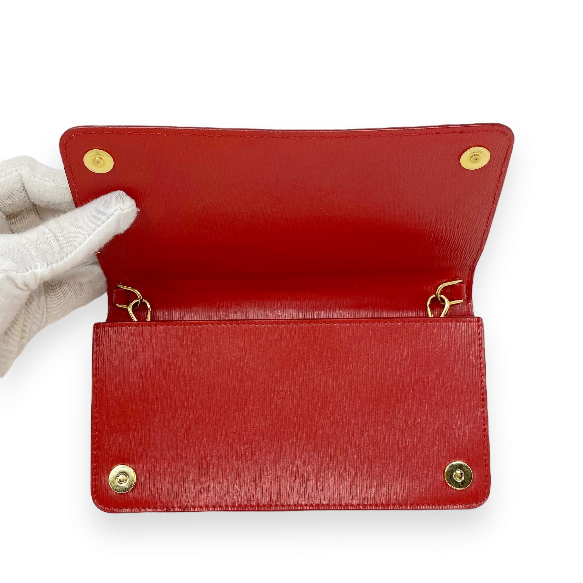 Prada Red Clutch On Chain