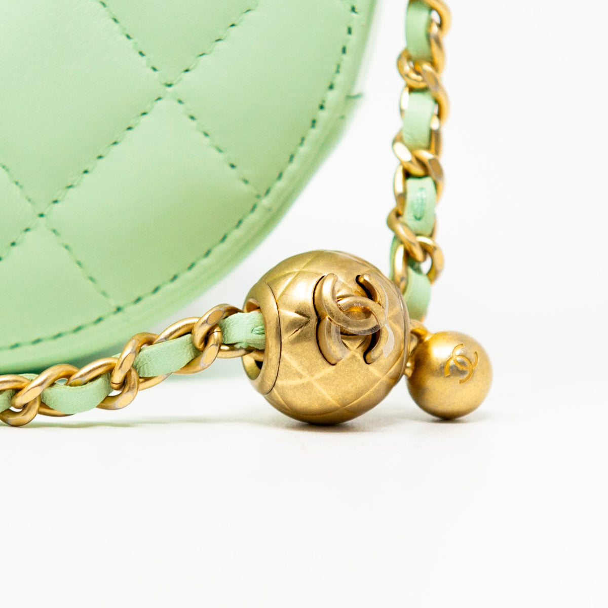 Chanel Green Pearl Crush Round Bag