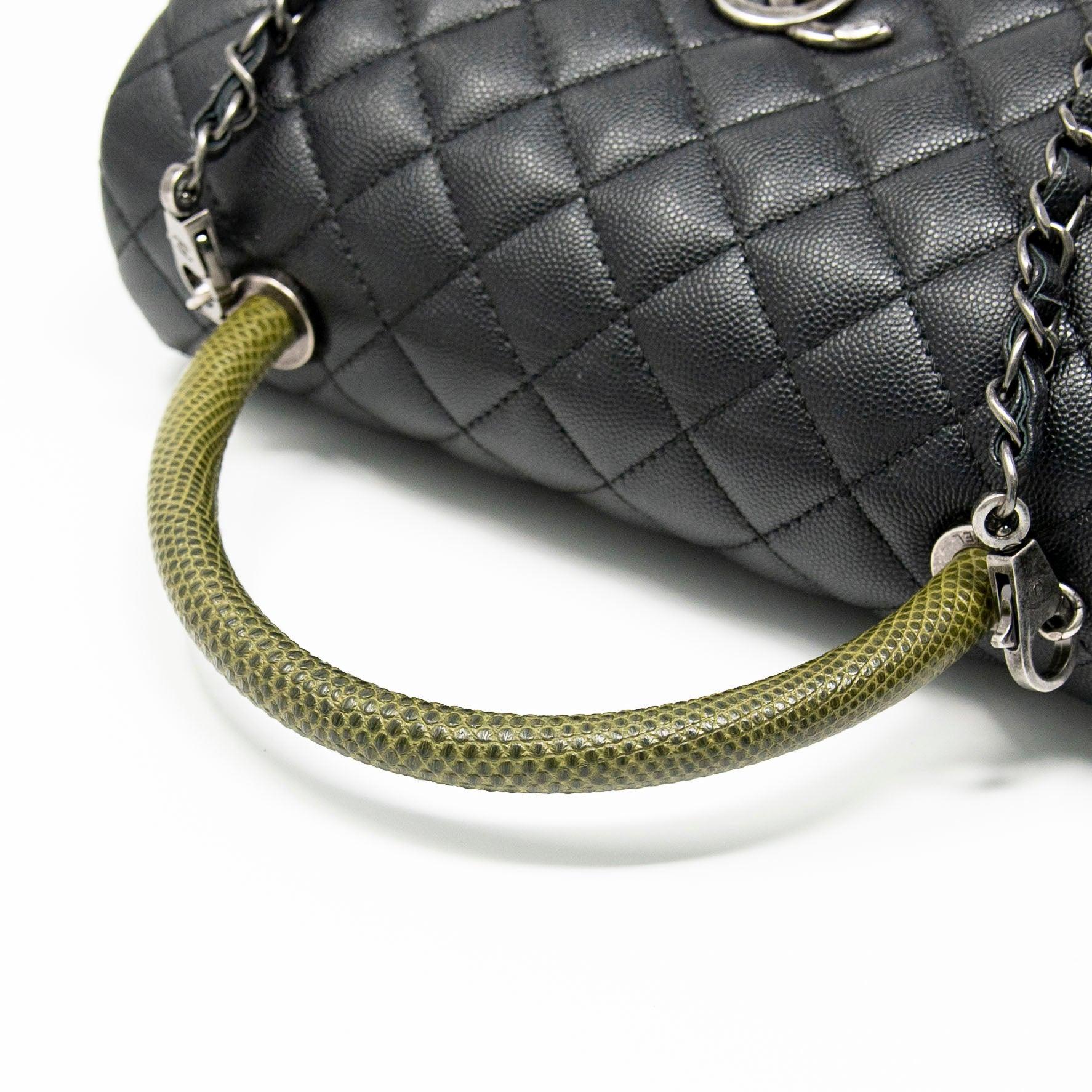 Chanel Black Medium Coco Lizard Handle