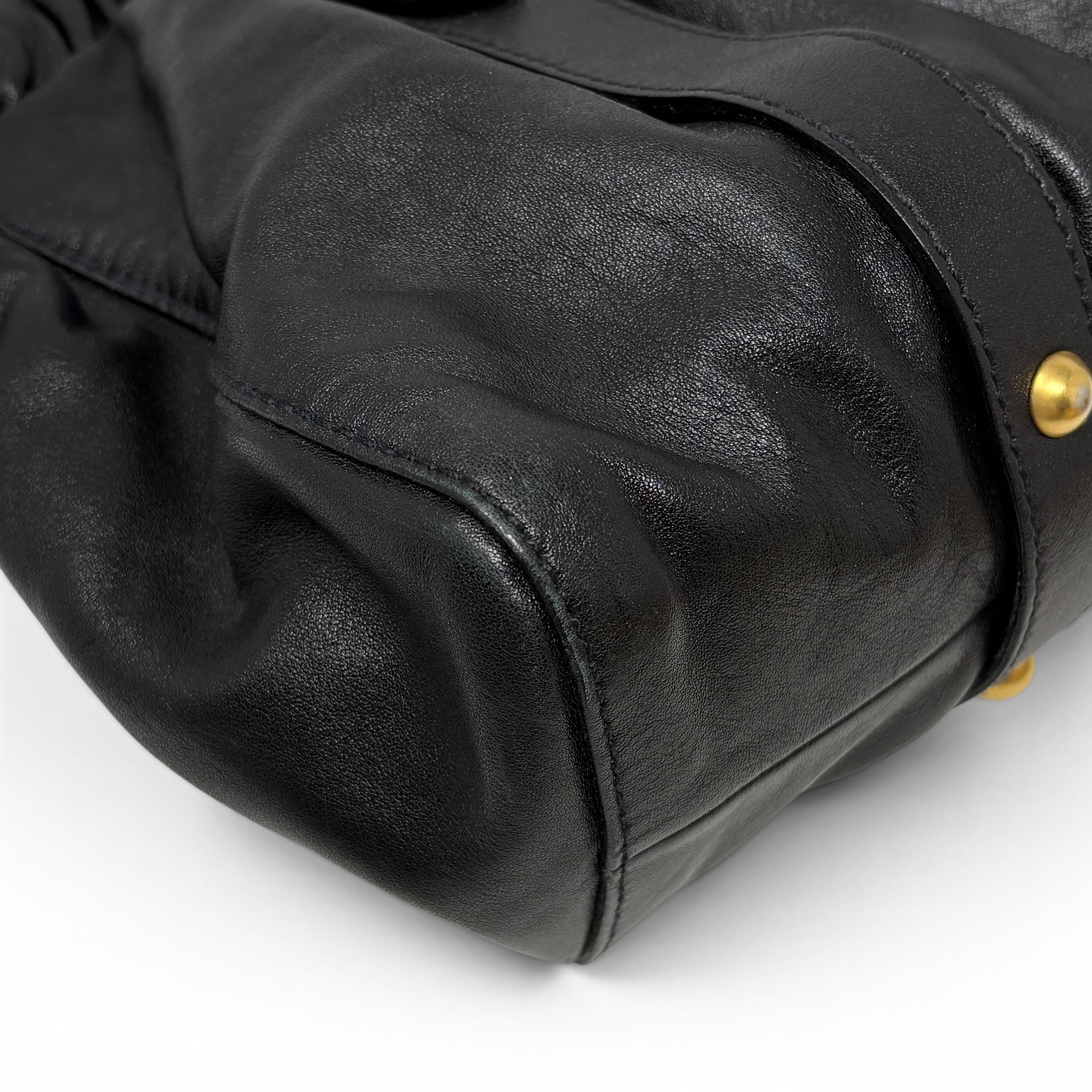 Miu Miu Black Vitello Bow Two Way Bag